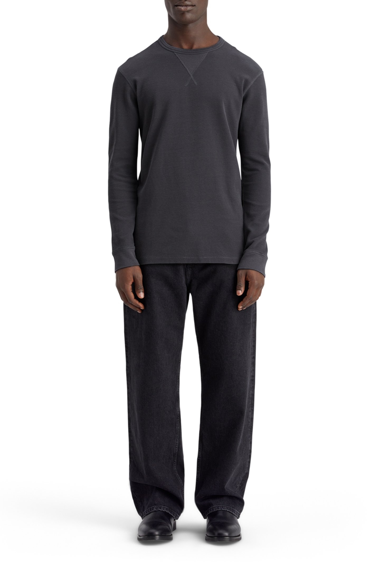 REGULAR FIT WAFFLE T-SHIRT LS MOODY GREY 3