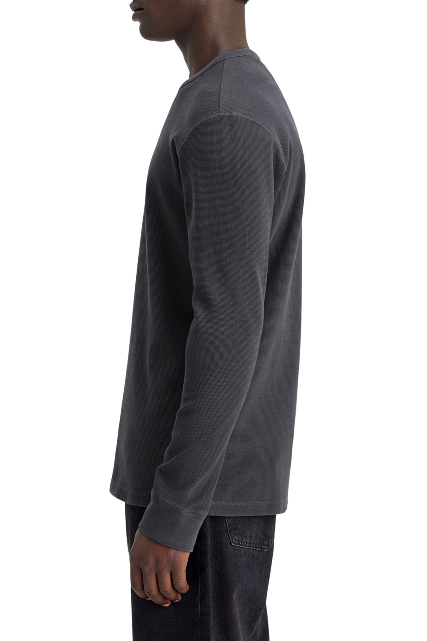 REGULAR FIT WAFFLE T-SHIRT LS MOODY GREY 6
