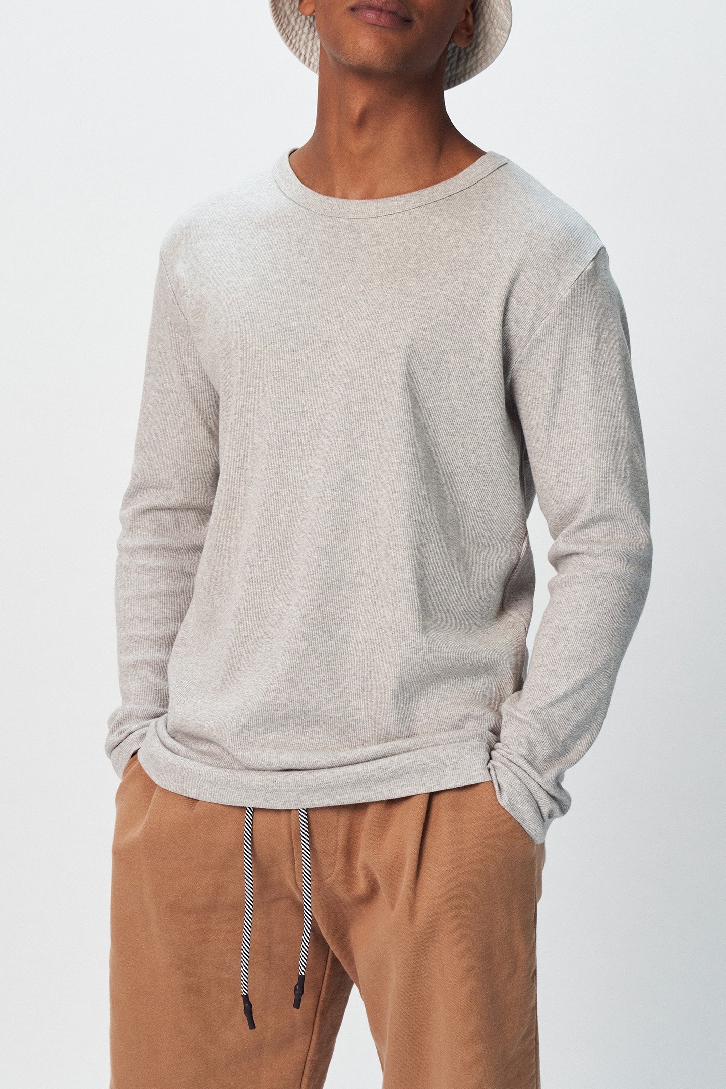 ALEX RIB JERSEY TEE LIGHT GREY MELEE 1