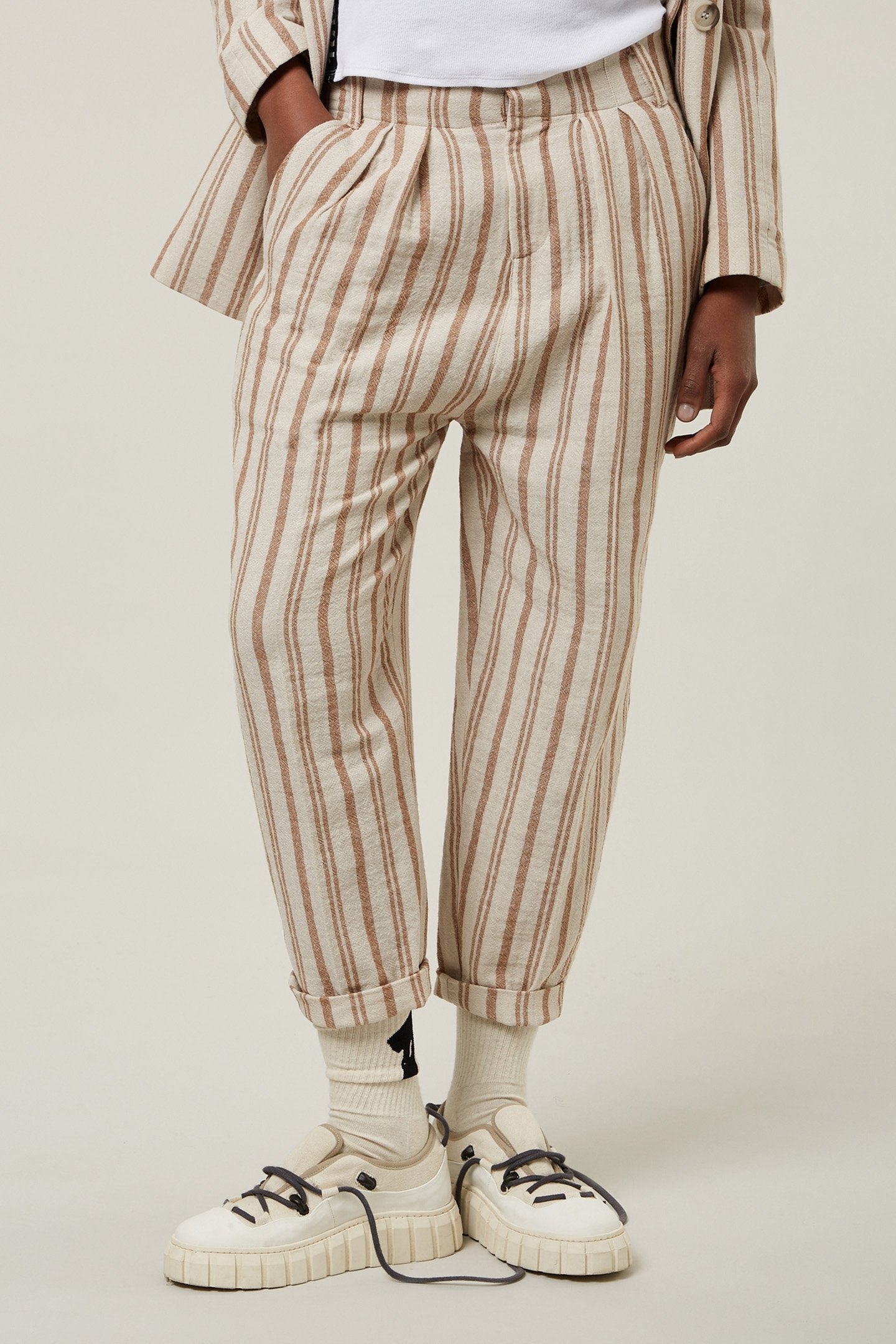 PANTS COTTON STRIPES ECRU 1
