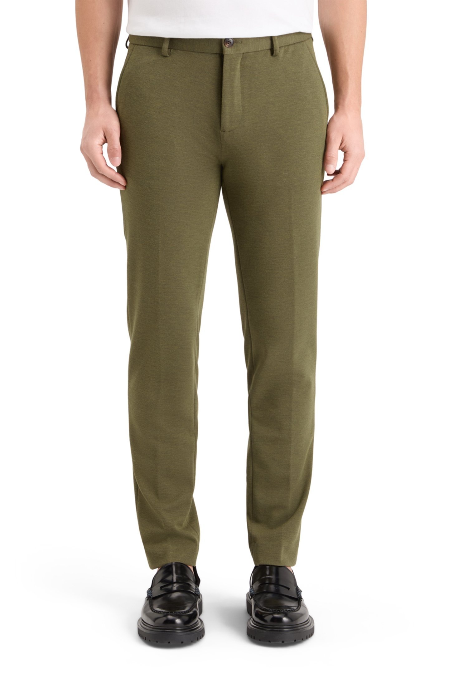 MOTT - KNITTED SLIM FIT CHINO MOSS GREEN MELANGE 1