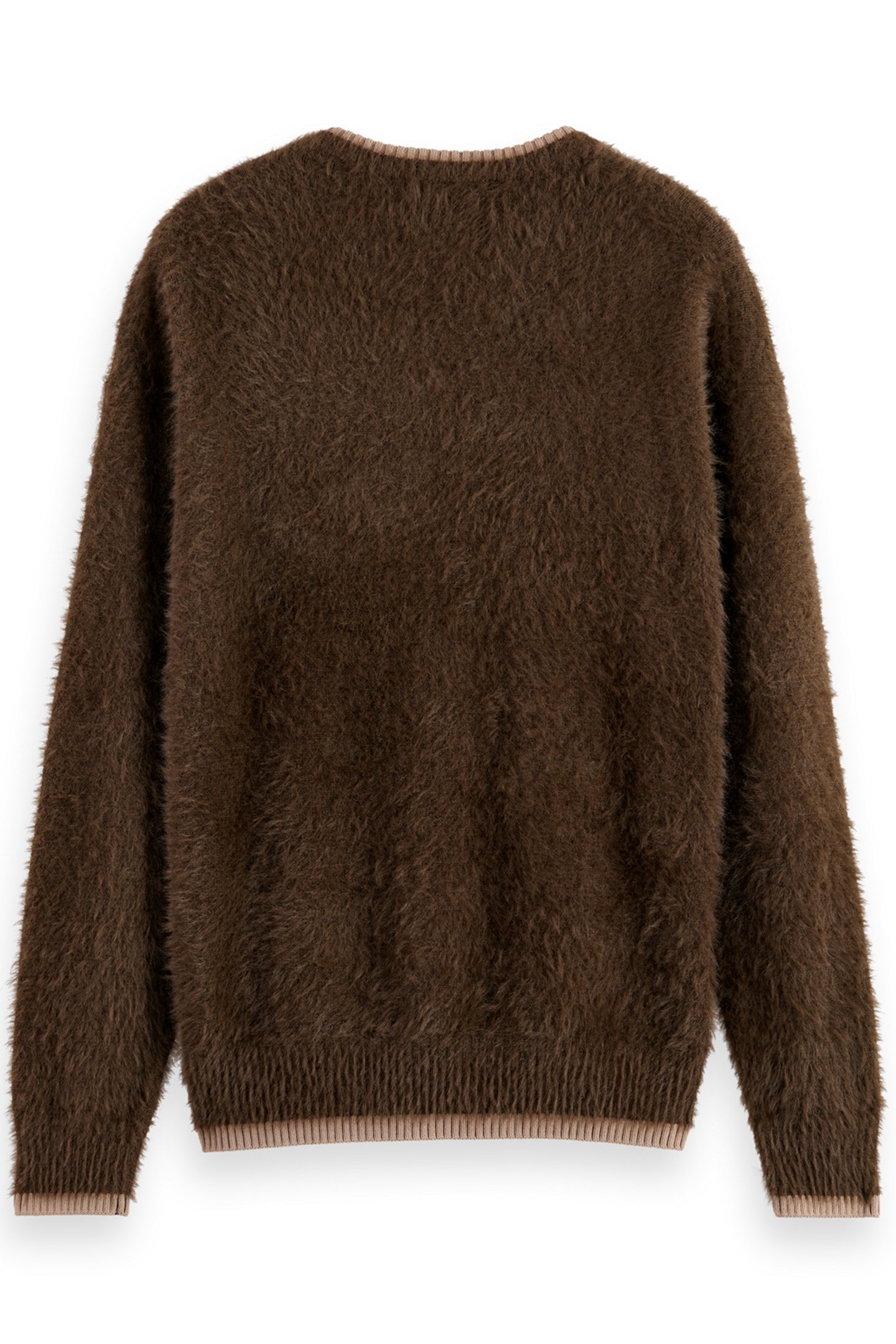 HAIRY V-NECK EXTRA DROPPED SHOULDER SWEATER COFFEE 2