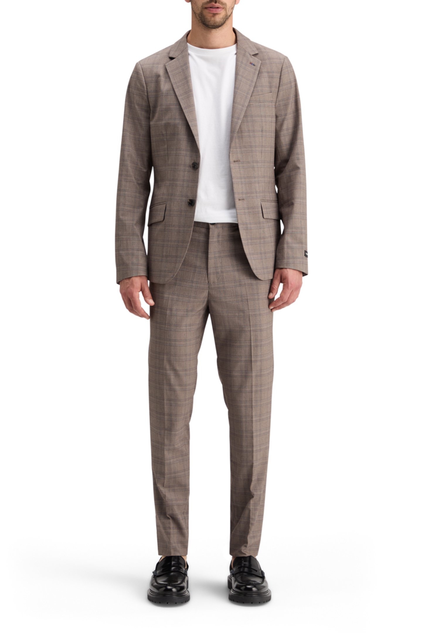 IRVING - CLASSIC YARN-DYED CHINO BROWN ECRU CHECK 3