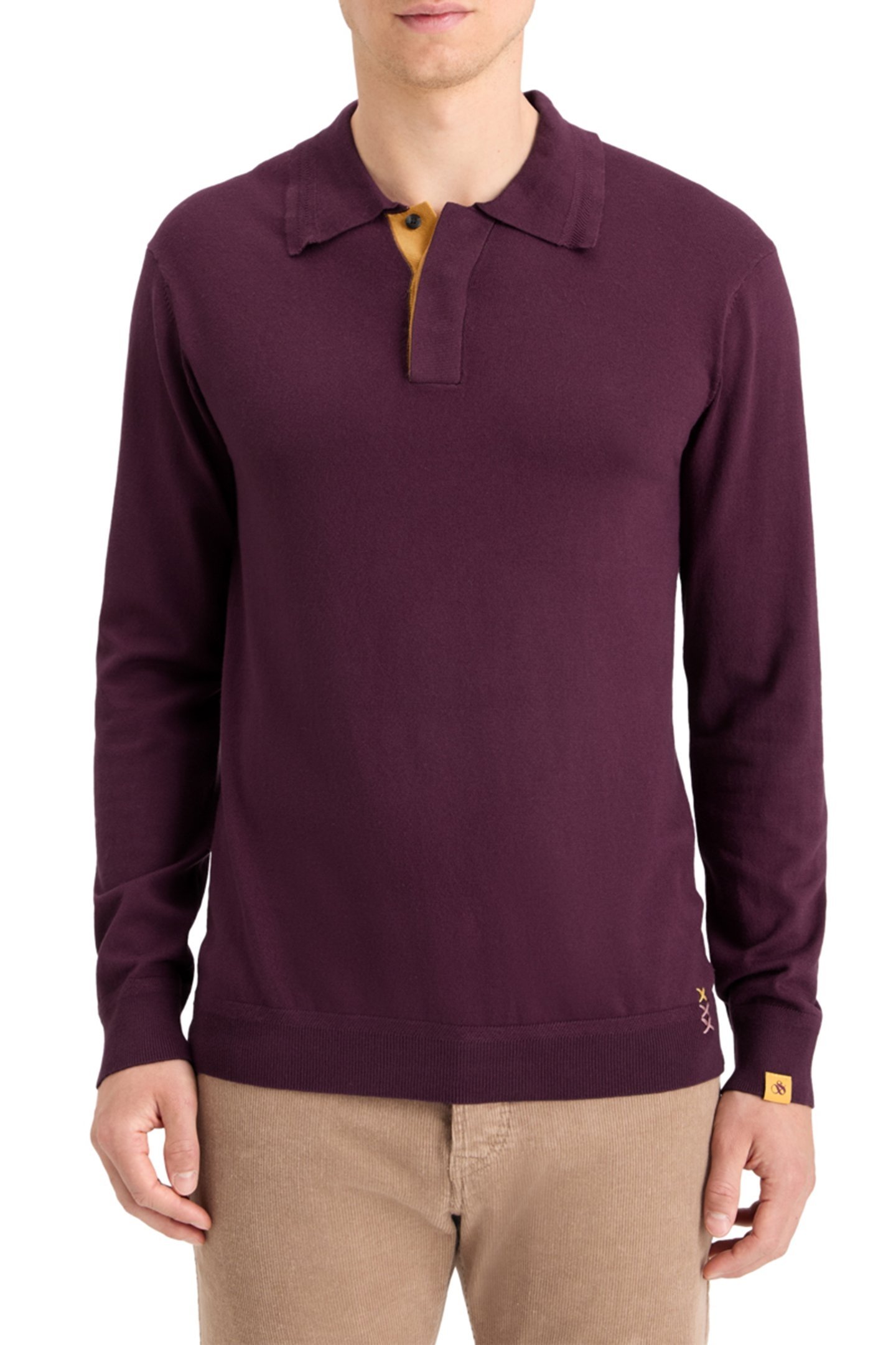 KNITTED POLO LONG SLEEVE BERRY 1