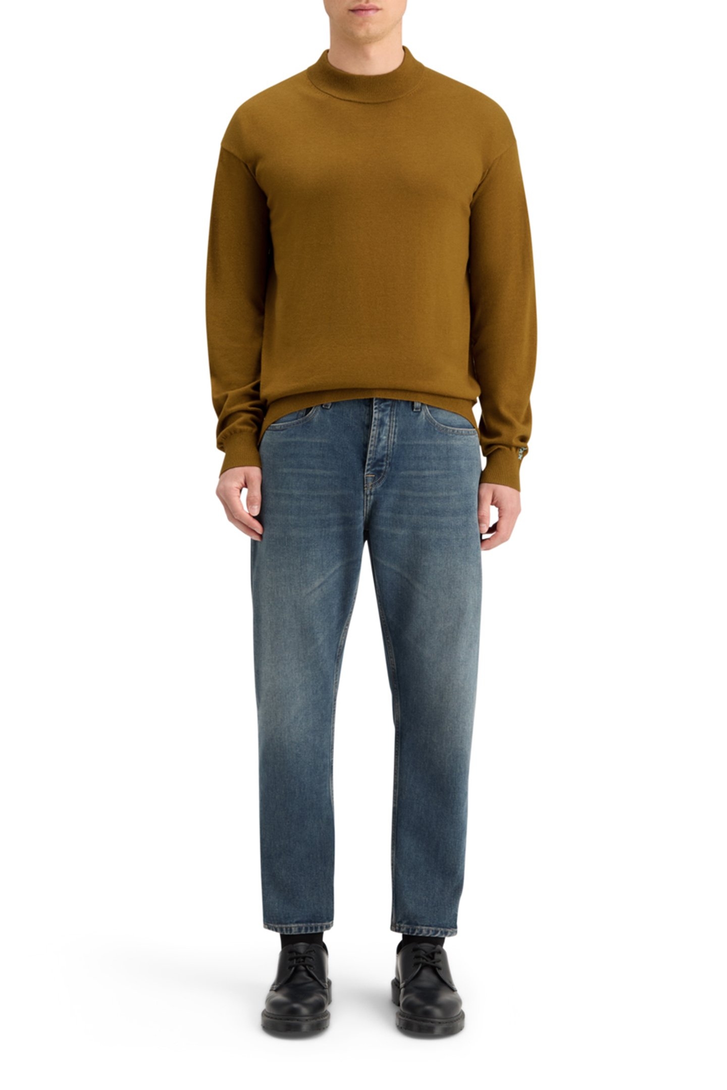 ESSENTIAL DROPPED SHOULDER MOCK NECK SWEATER GOLDEN RUST 3