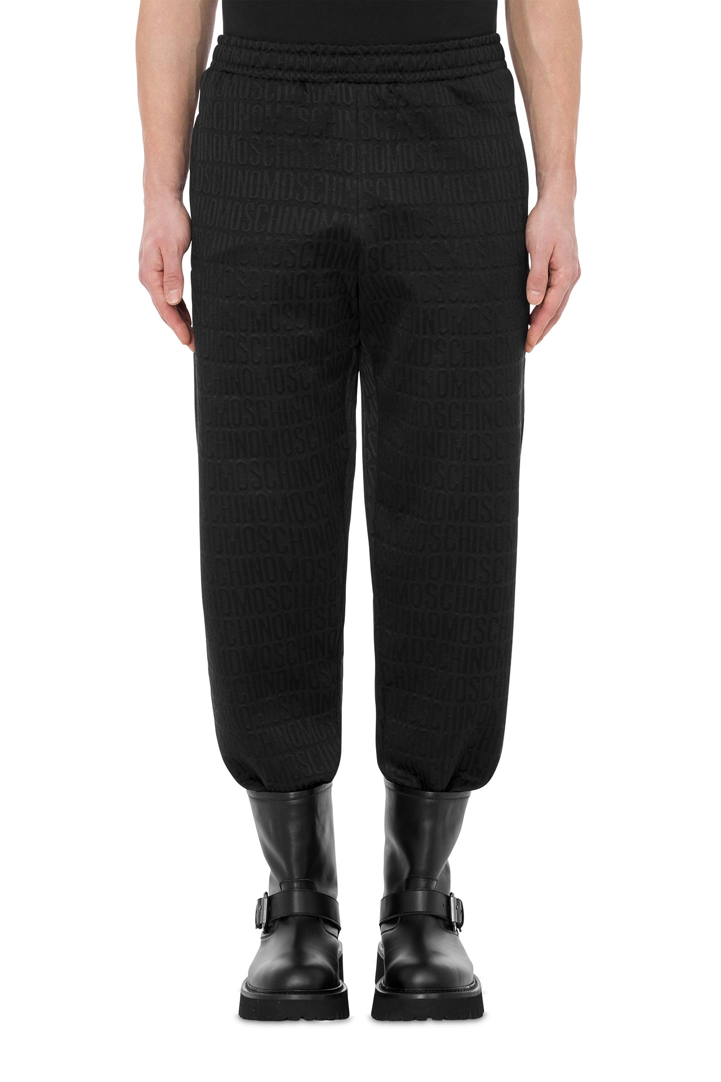 ALLOVER LOGO JACQUARD FLEECE JOGGERS BLACK 1