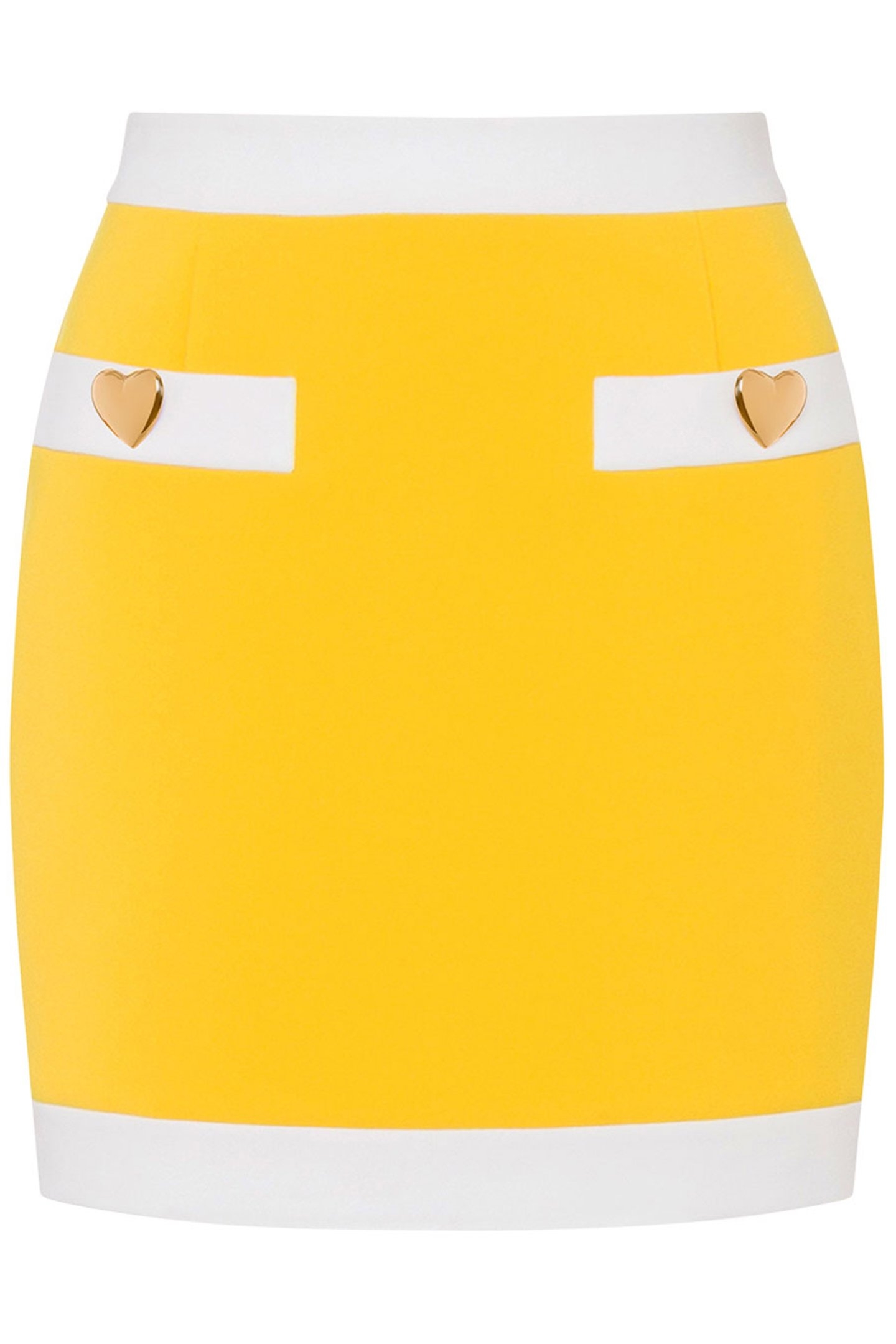 HEART BUTTONS CRÊPE MINISKIRT YELLOW 3