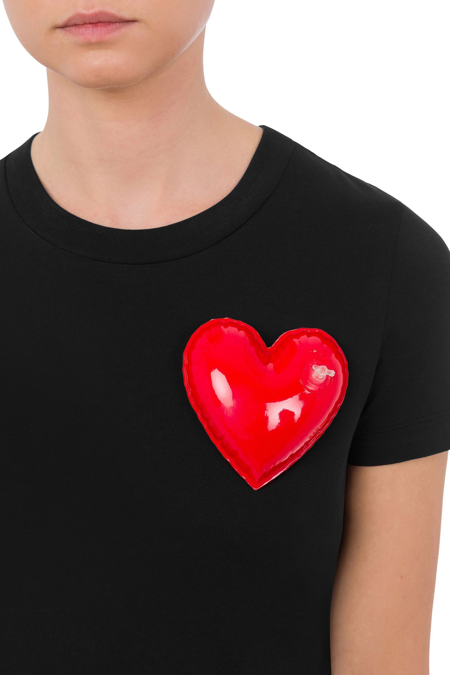 INFLATABLE HEART ORGANIC JERSEY T-SHIRT BLACK 4