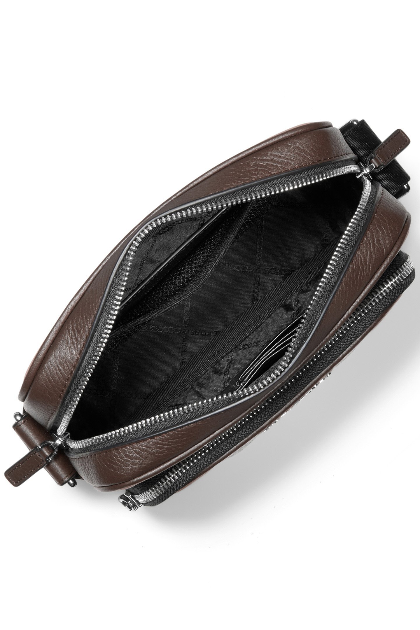 CAMERA BAG WITH POUCH IN CAMEL AND LOGO PRINT 2