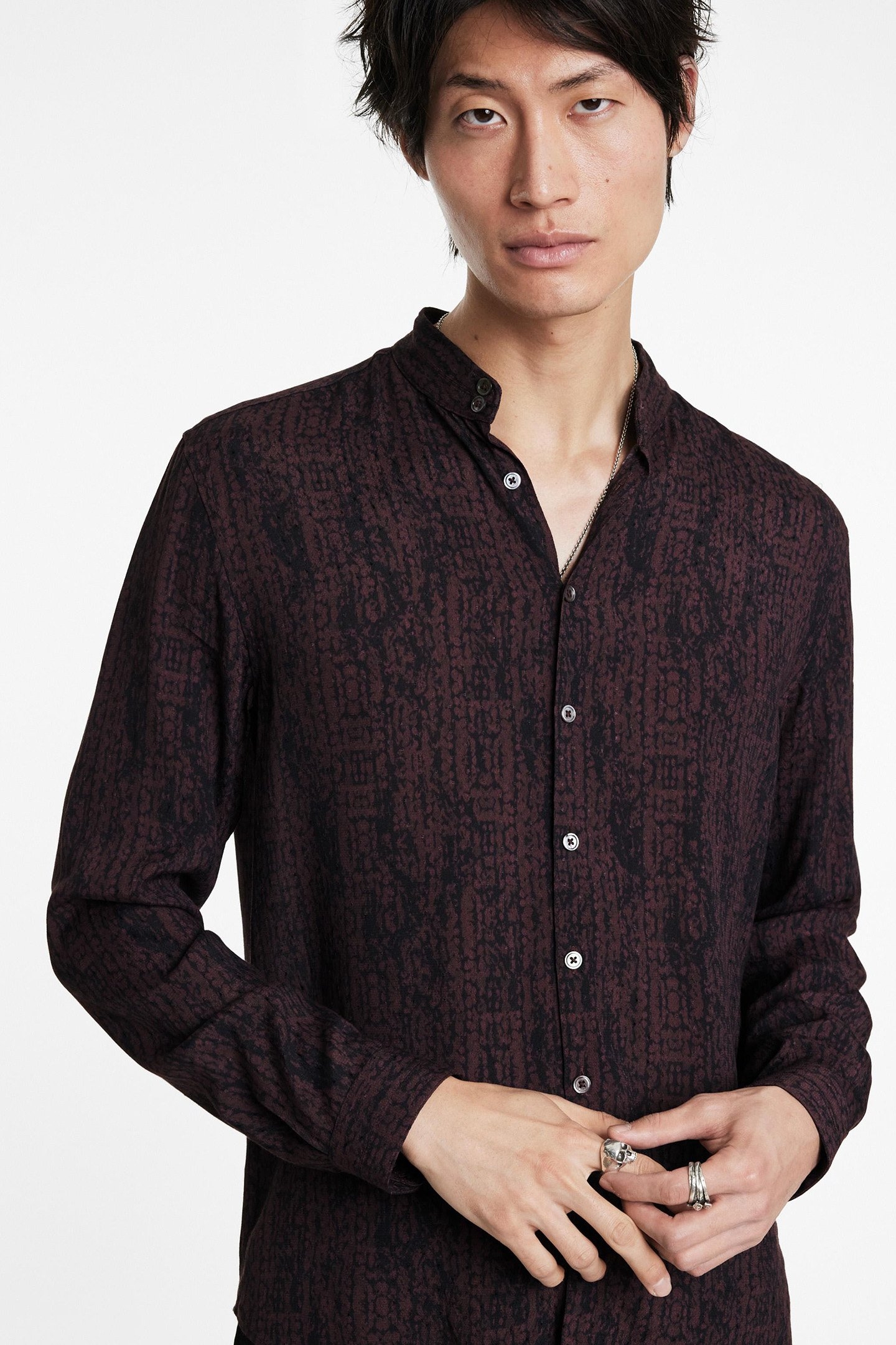 DOUBLE BAND COLLAR SHIRTSWITH SEAM DETAIL DARK PLUM 3