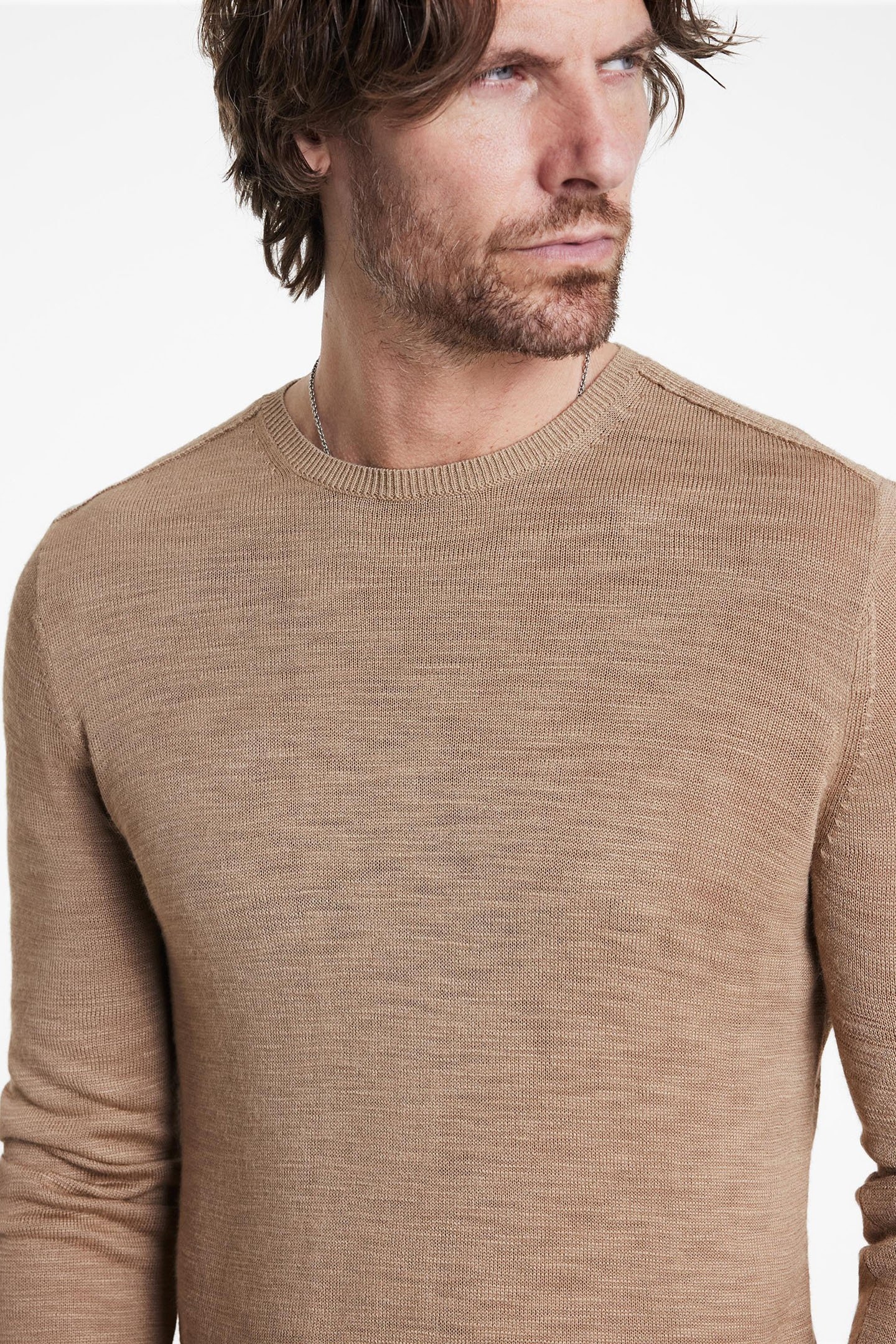 AVEIRO REGULAR FIT TUSSAH SILK CREW ALMOND 3