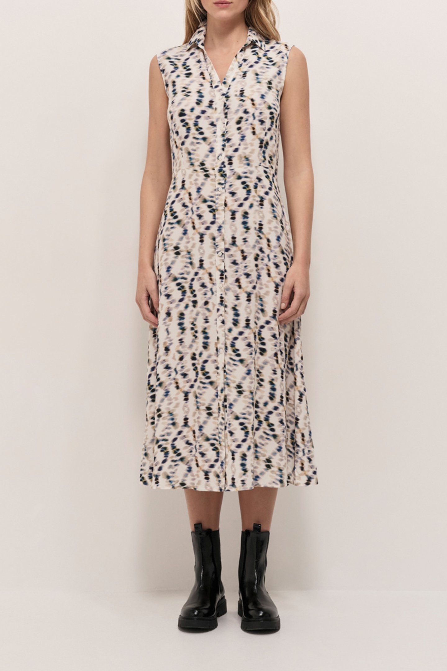 ROXY - OFF WHITE LONG SHIRT DRESS WITH PEARL TREASURE PRINT 1