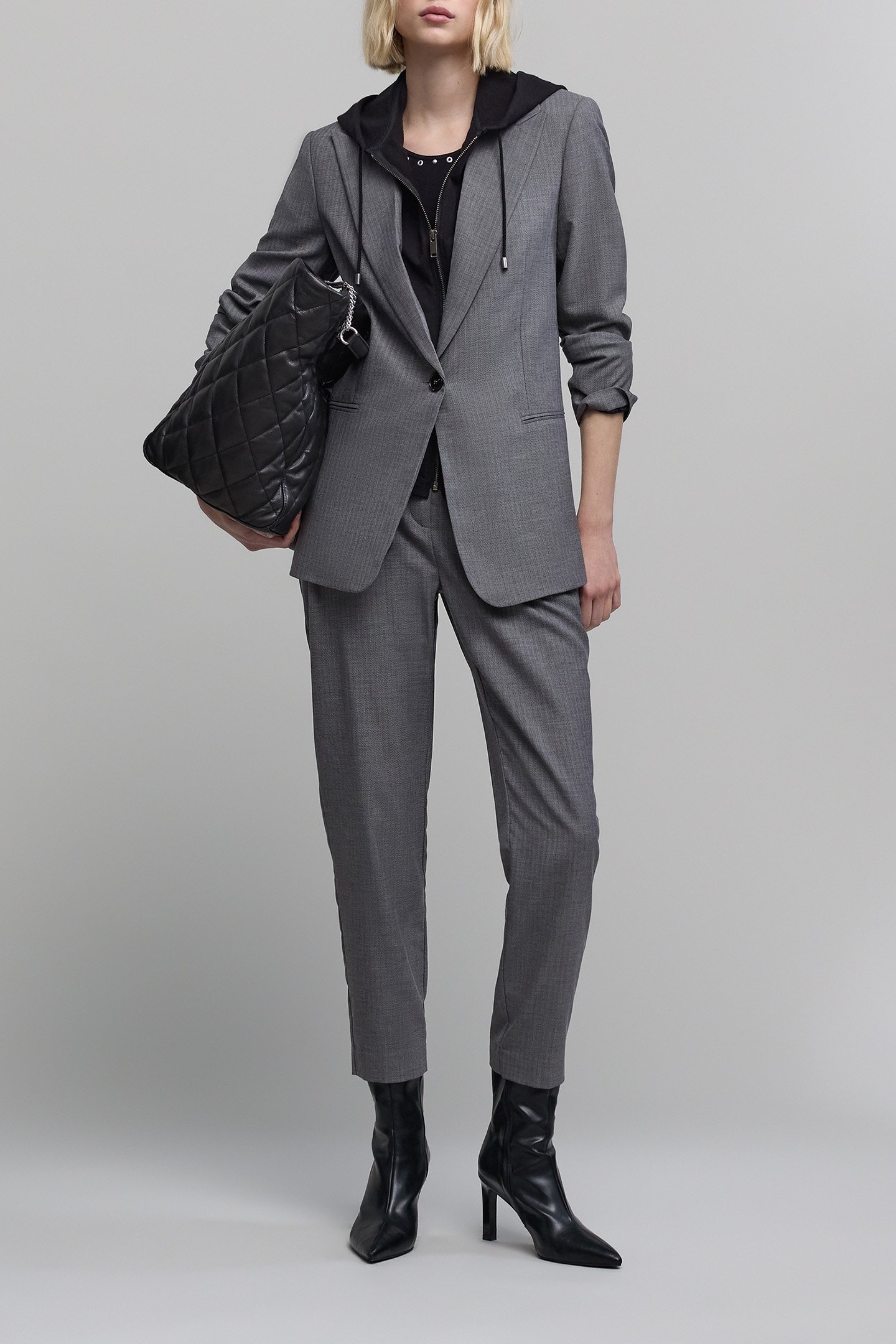 REMOVABLE HERRINGBONE PATTERN JACKET IN GREY 5