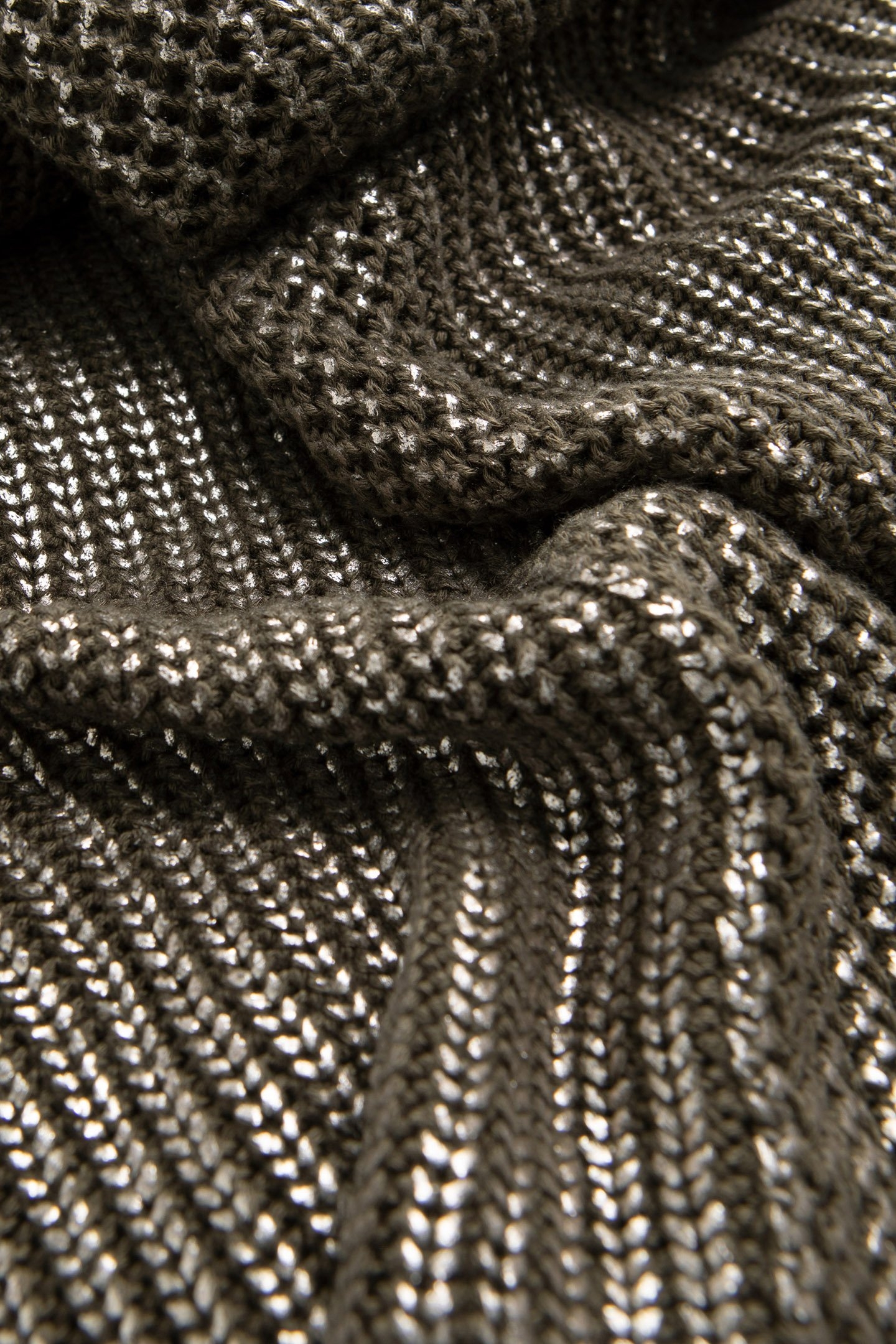 KHAKI OPENWORK KNIT SWEATER 7