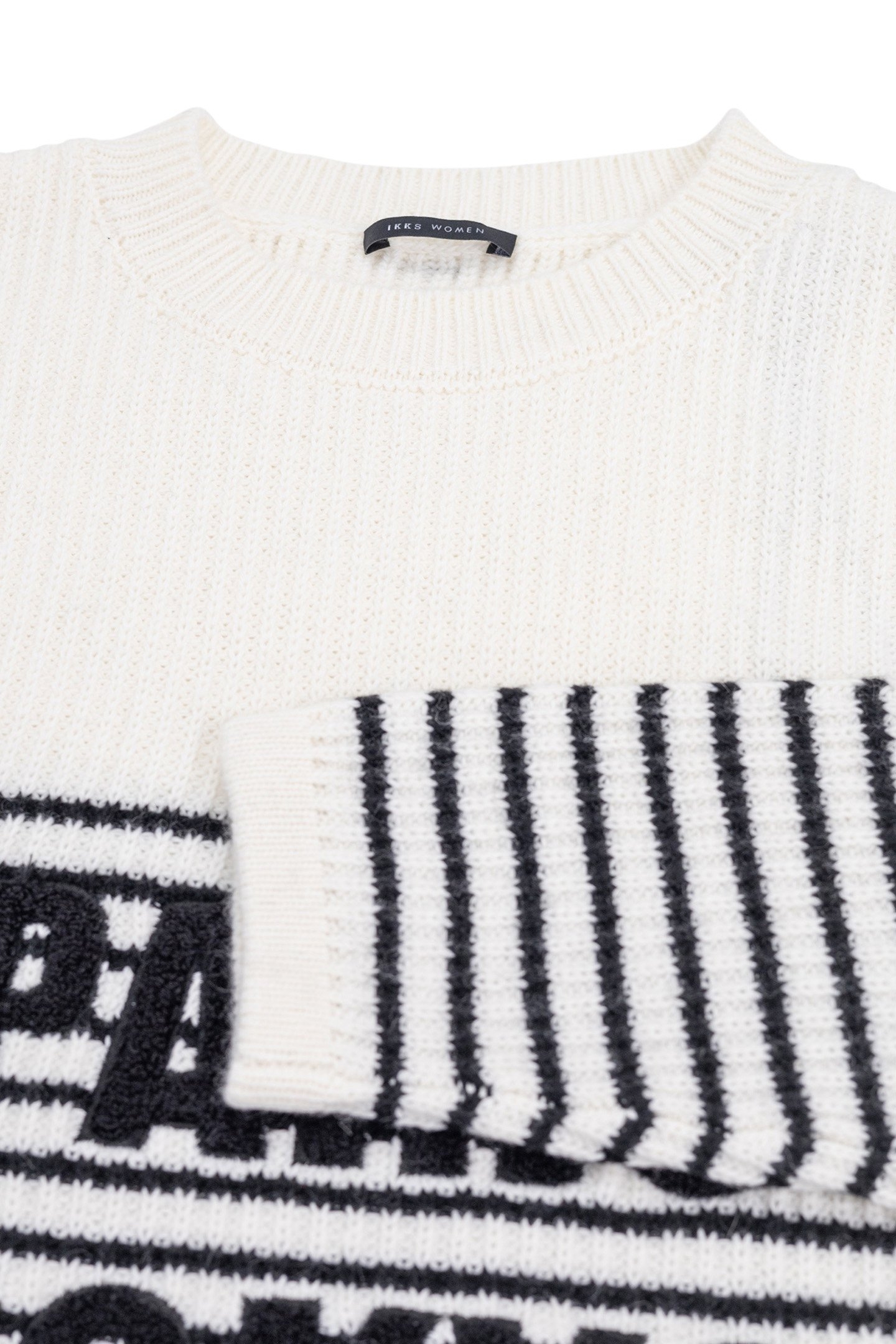 BLACK STRIPED KNIT SWEATER WITH LOOPBACK MESSAGE 4