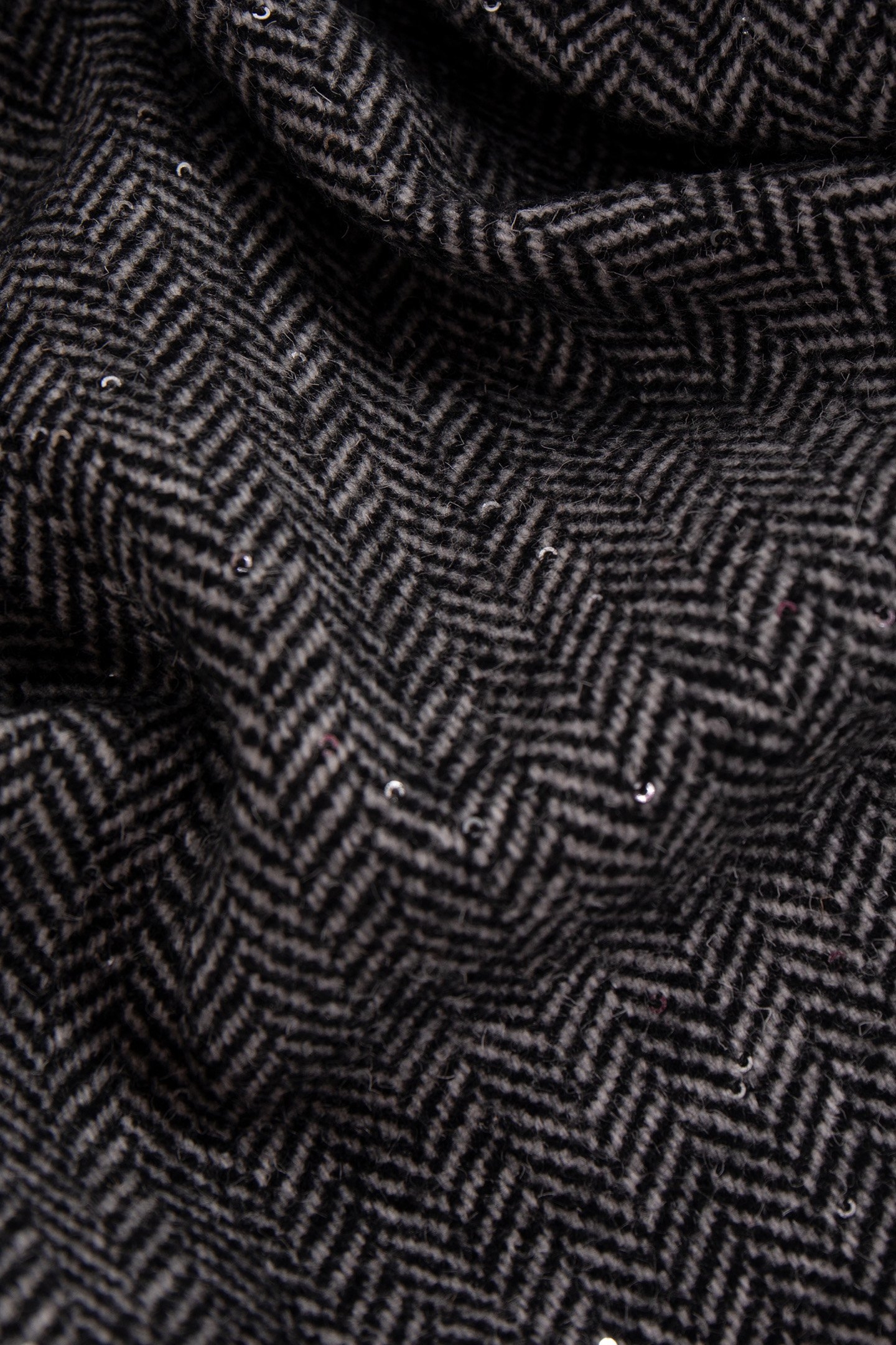 GREY HERRINGBONE COAT WITH SEQUIN EMBROIDERY 2