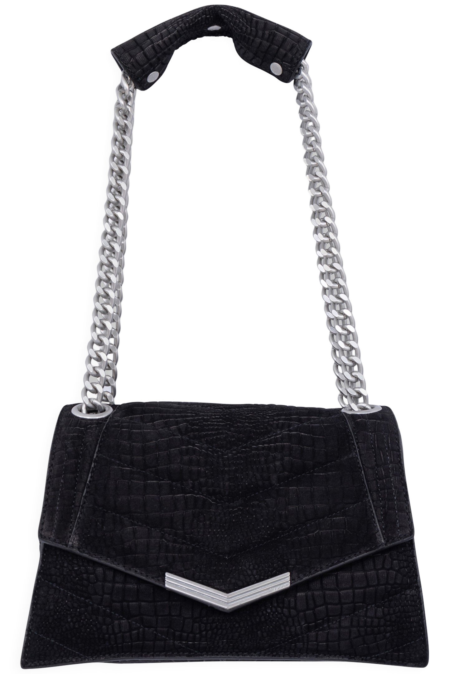 THE 1. ANIMALS BLACK LEATHER EMBOSSED CROCODILE SIZE M 2