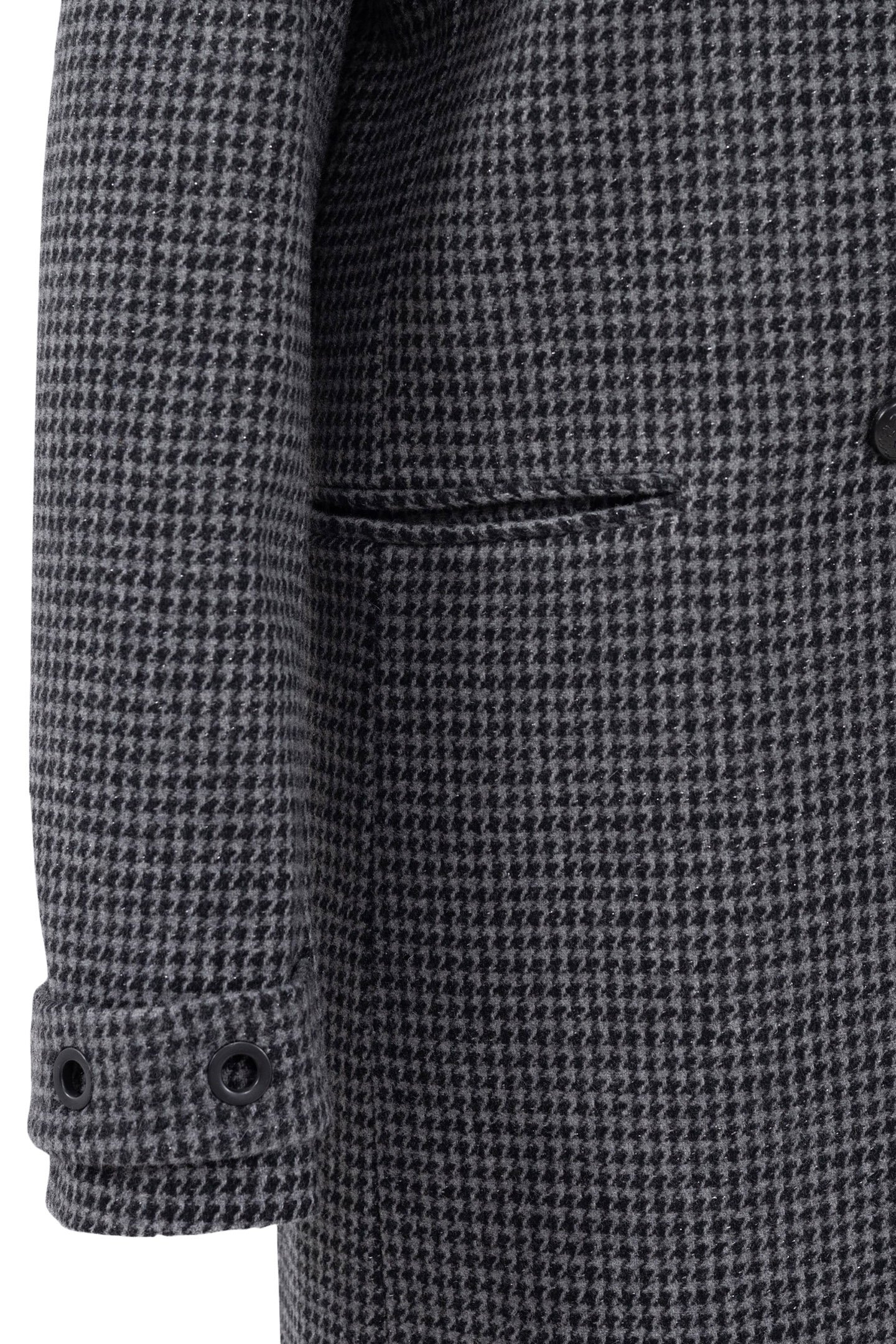 METALLIC HOUNDSTOOTH PATTERN BLACK STRAIGHT COAT 8