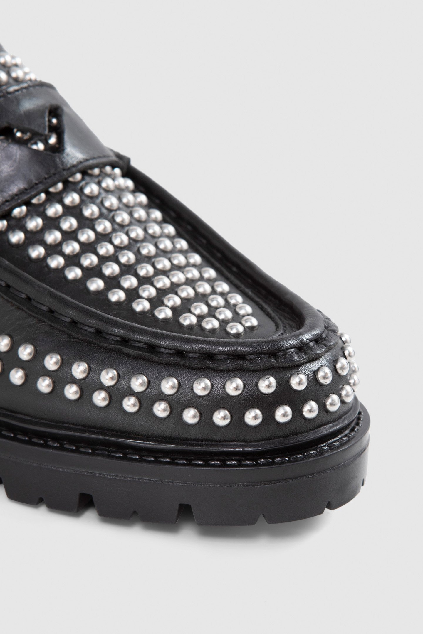 BLACK LEATHER LOAFERS WITH STUD DECORATION 5