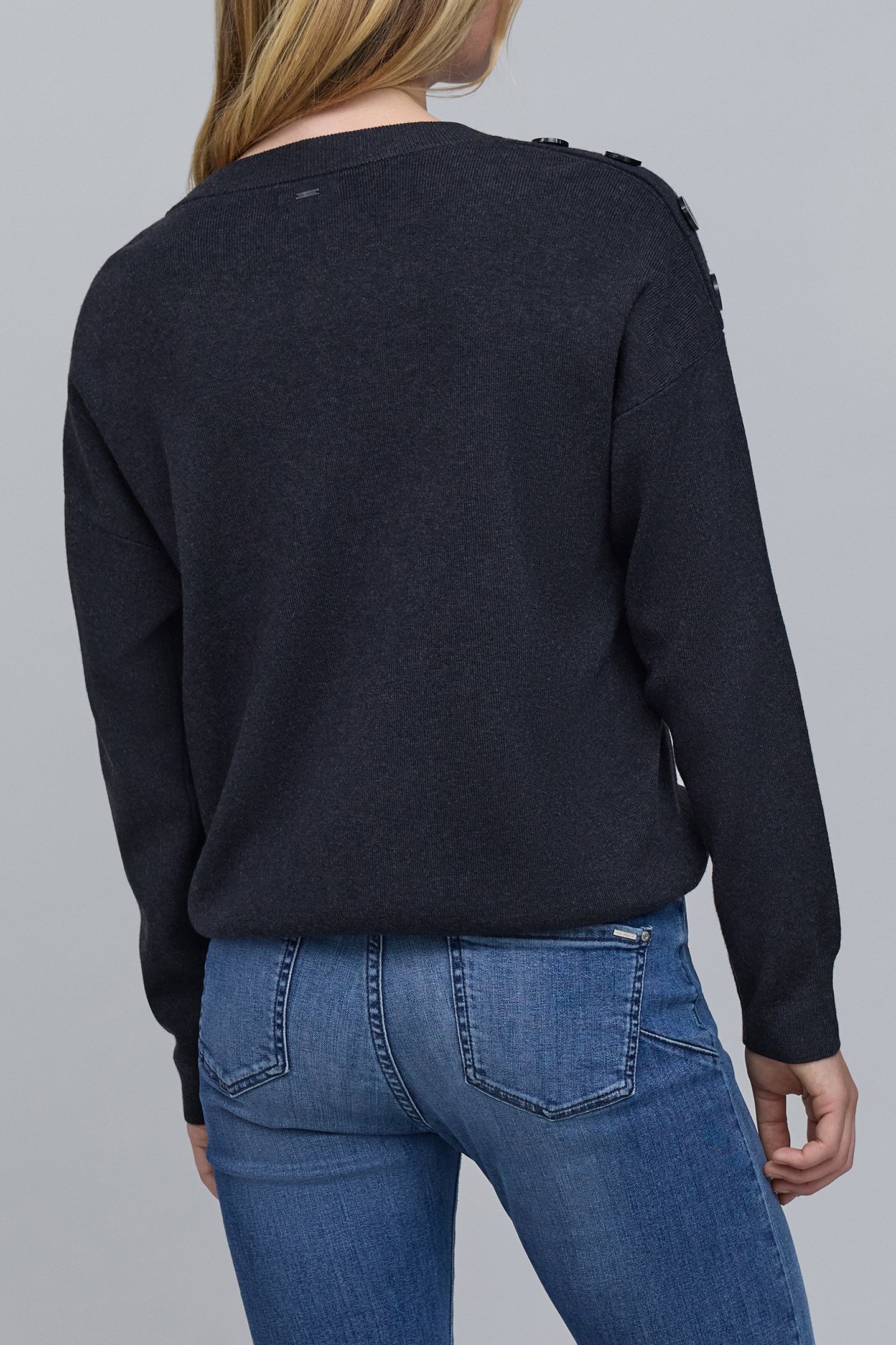 GREY KNIT SWEATER WITH SHOULDER BUTTONS 2