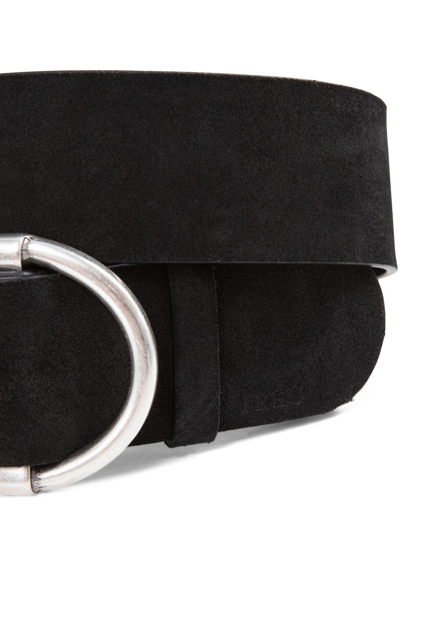 OVAL BUCKLE SUEDE BLACK DRESS BELT 3