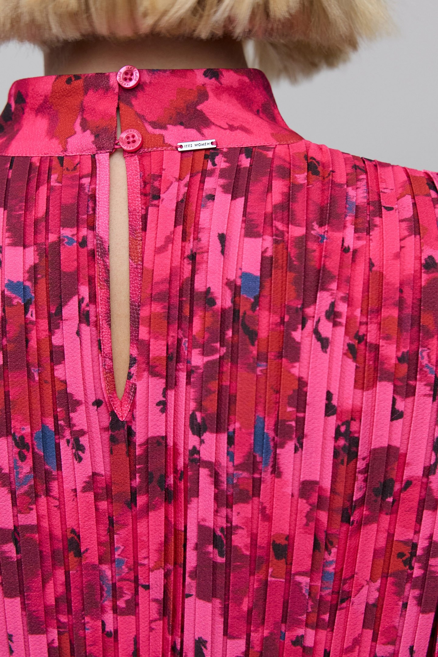 PINK PLEATED ORIGAMI FLOWER PRINT DRESS 6