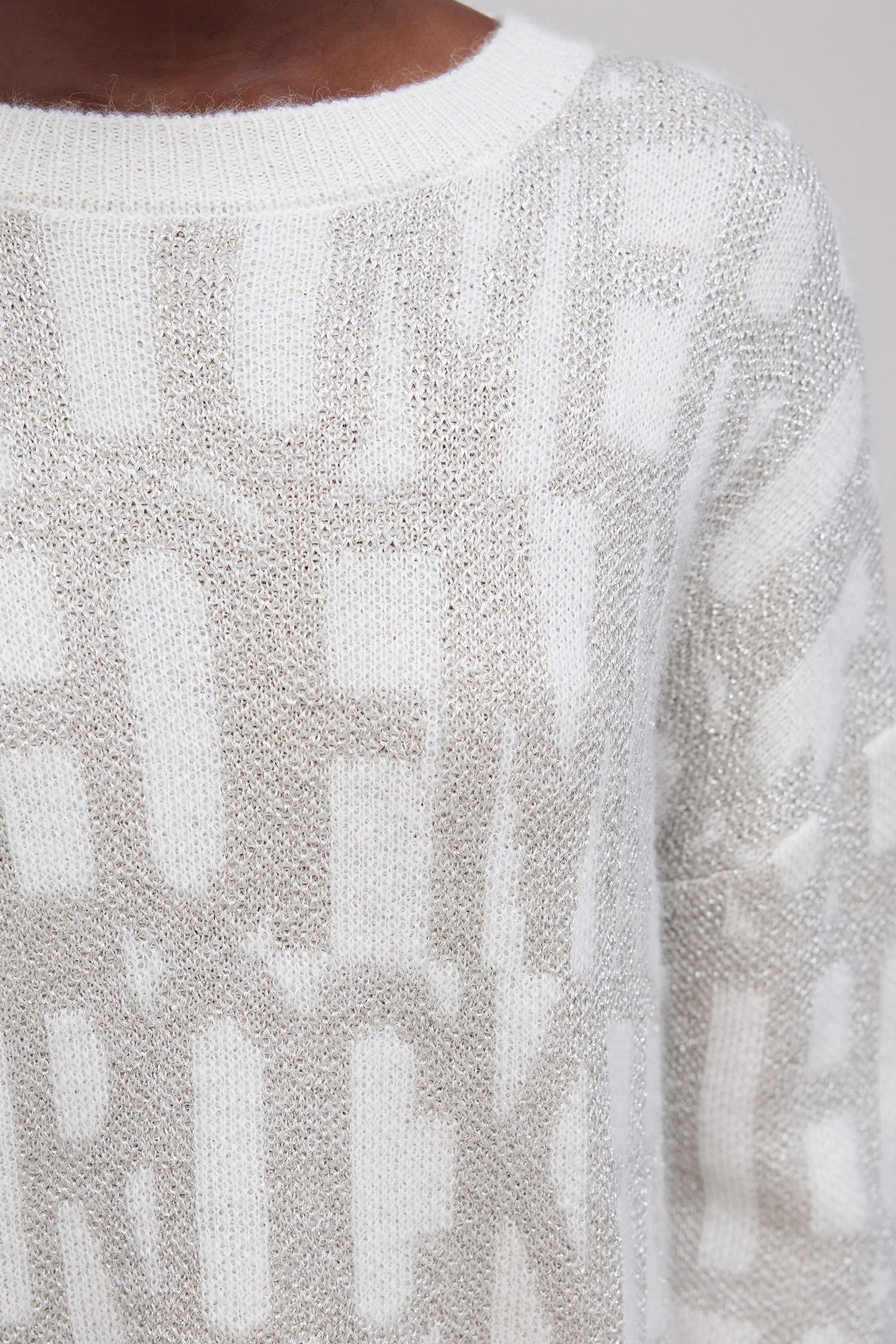 ECRU JACQUARD KNIT SWEATER WITH LUREX PATTERN 7