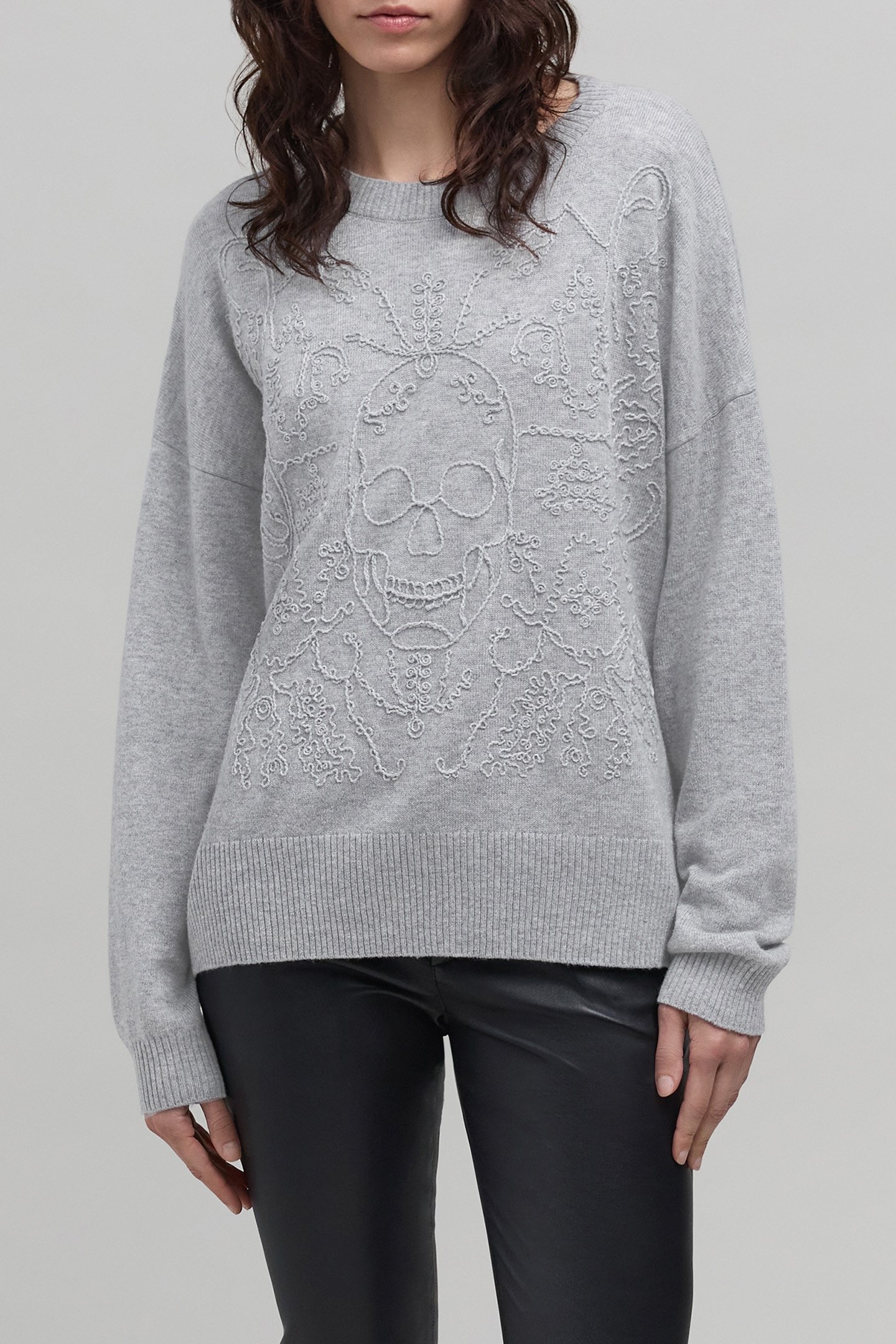GREY KNIT SKULL SWEATER 1