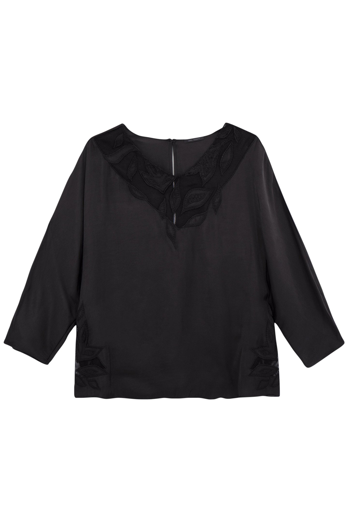 BLACK FLORAL EMBROIDERED FISHNET BLOUSE 4