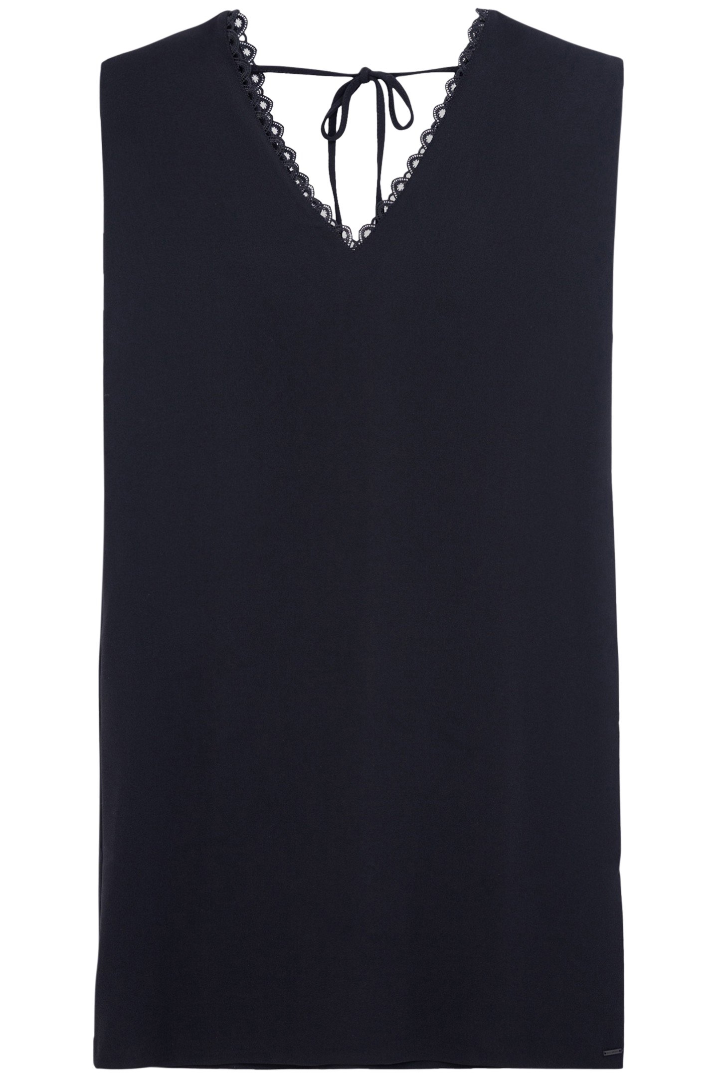 BLACK DRESS WITH V-NECK LACE MOTIF ON FRONT AND BACK 4