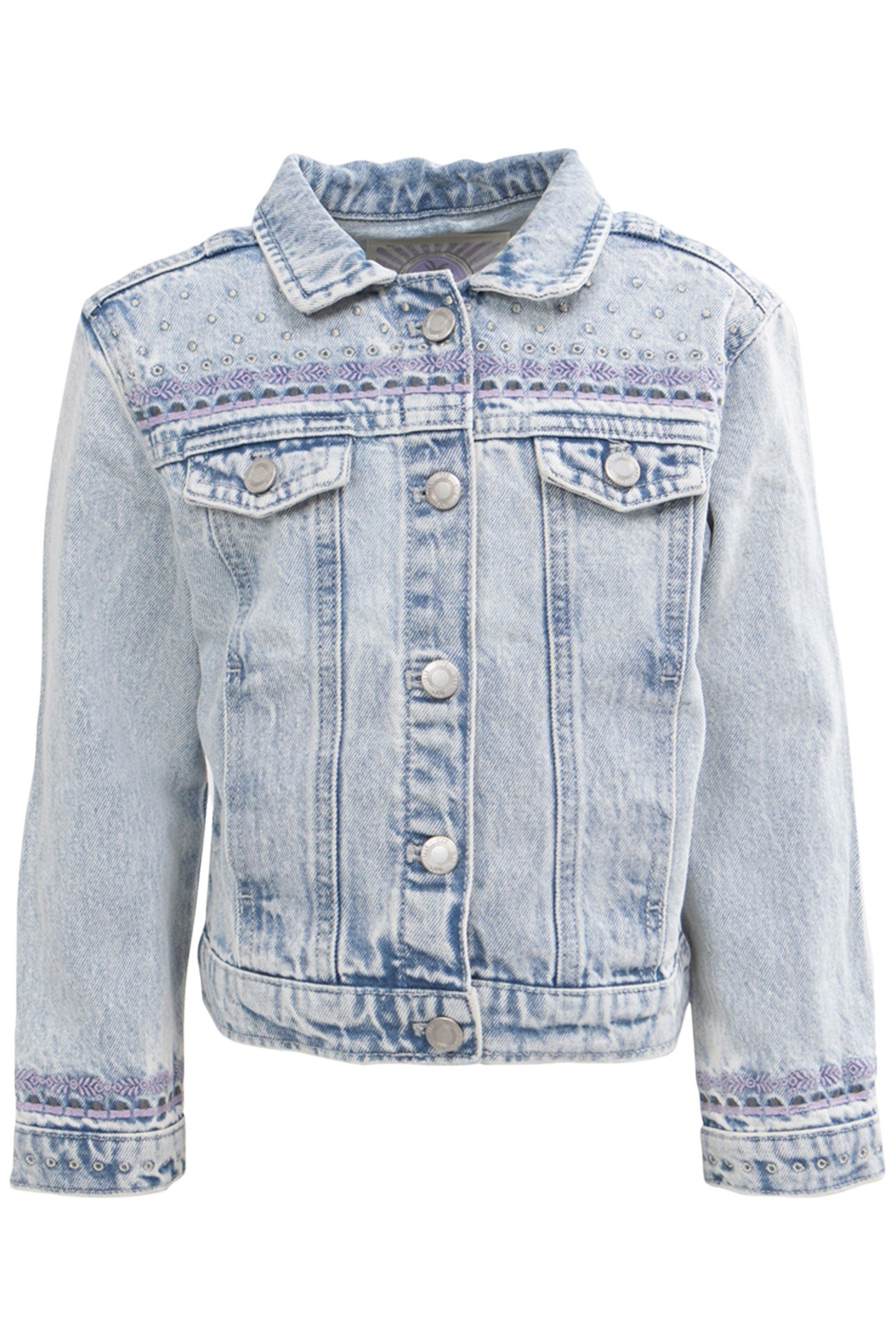 GIRLS’ FADED BLUE DENIM JACKET WITH EMBROIDERY 1