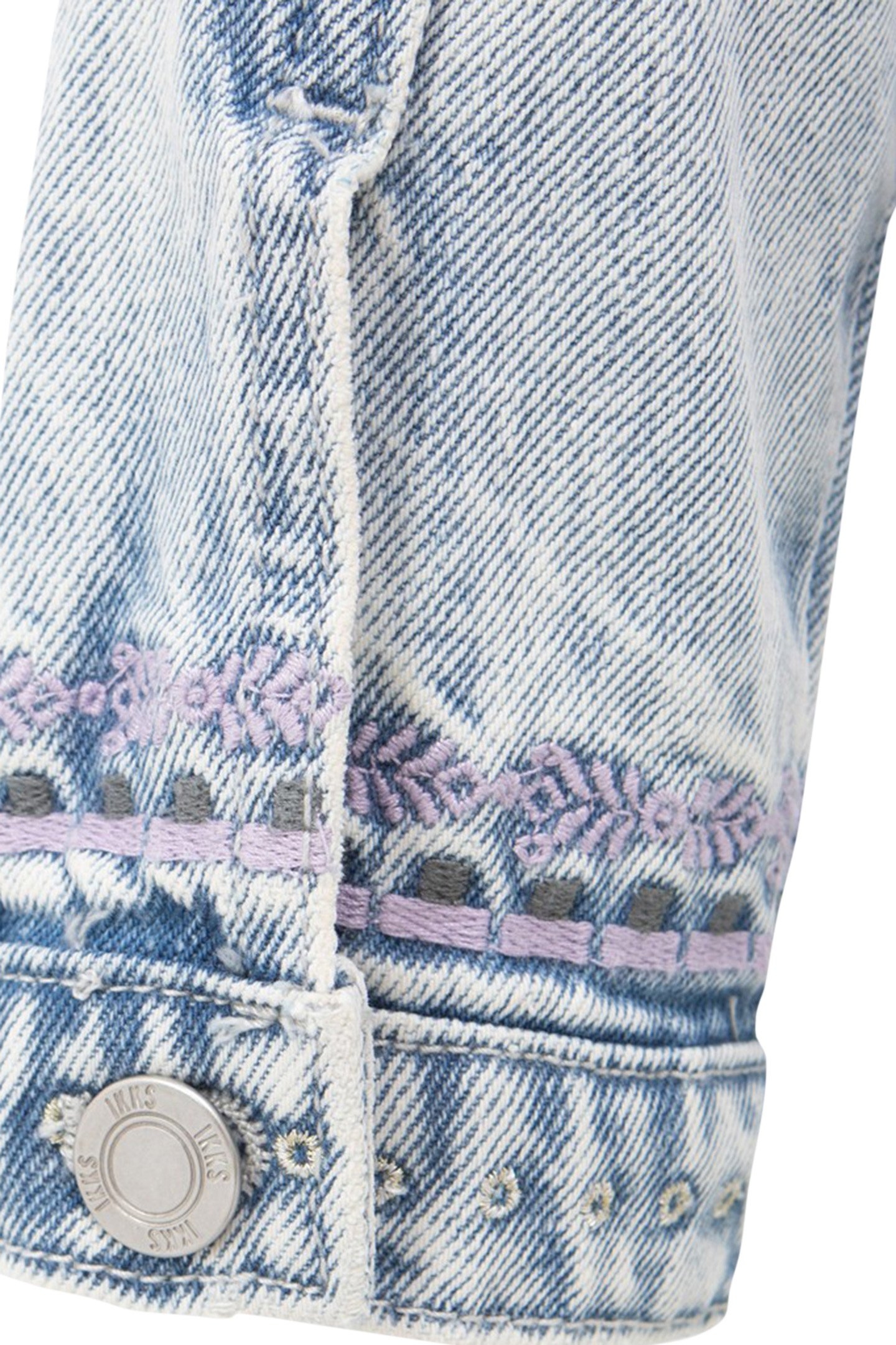 GIRLS’ FADED BLUE DENIM JACKET WITH EMBROIDERY 4