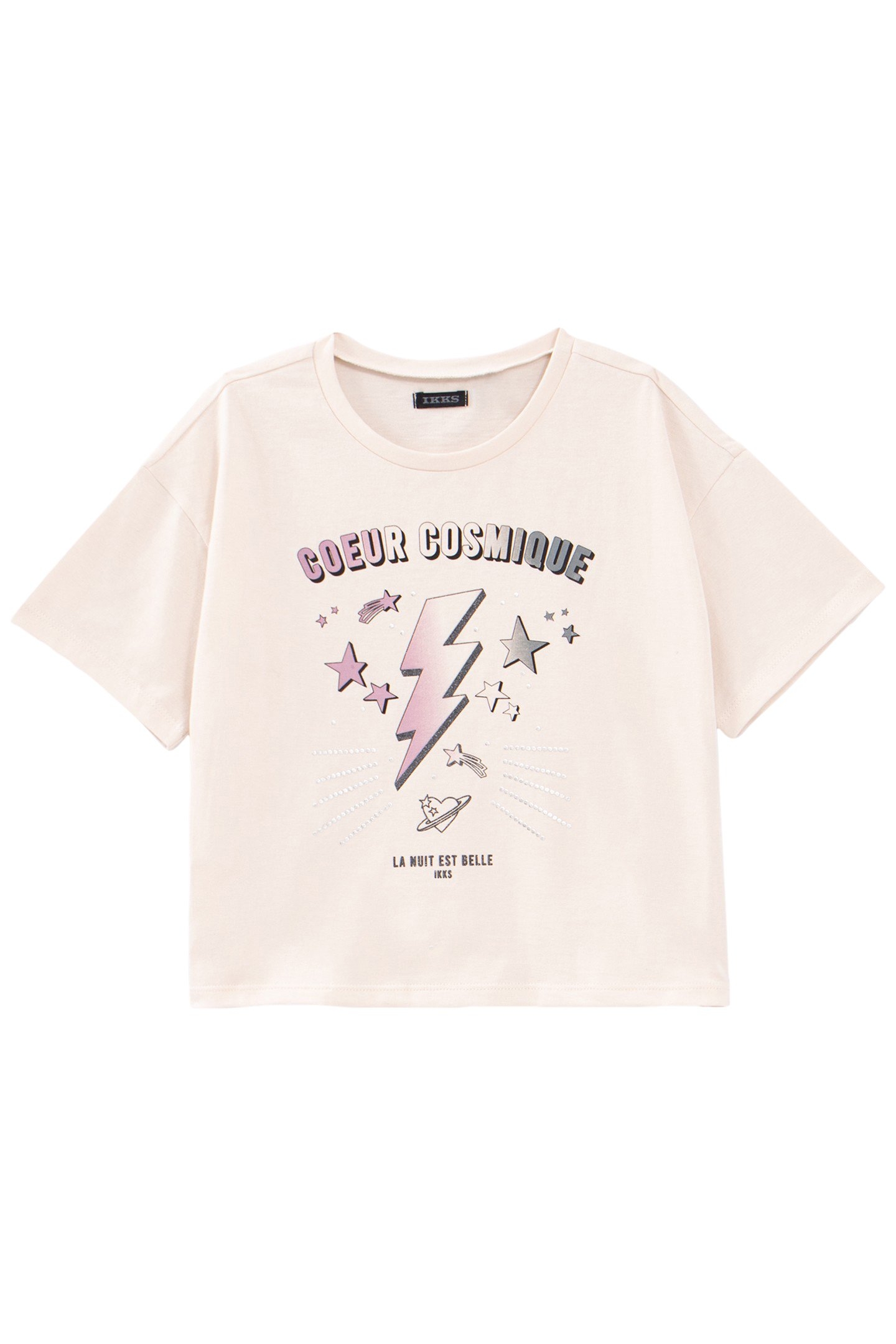 GIRL’S ECRU ORGANIC COTTON STARS AND LIGHTNING T-SHIRT 1