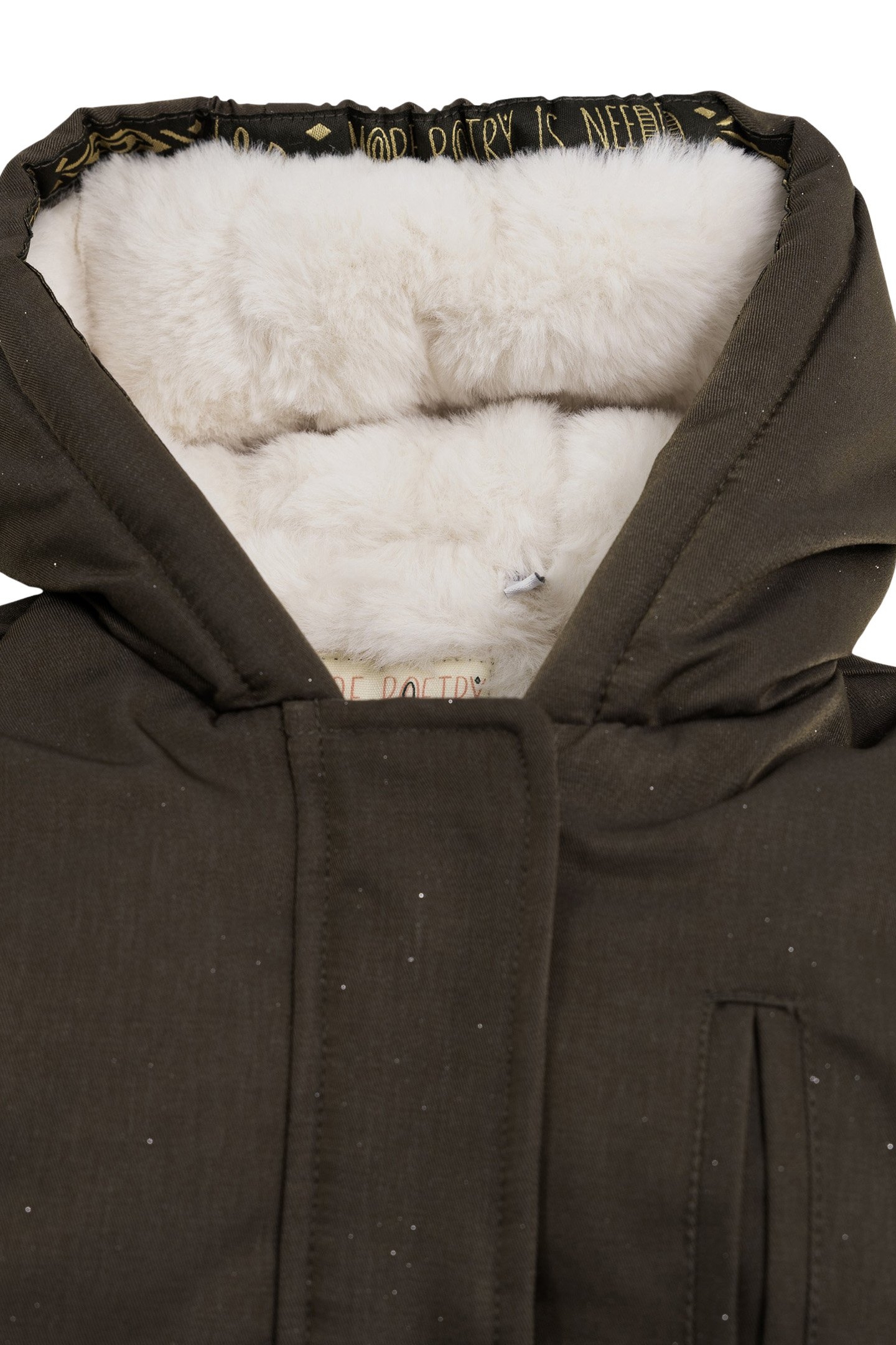 SEQUINED KHAKI PARKA WITH EMBROIDERED SLEEVES, BABY GIRL 5