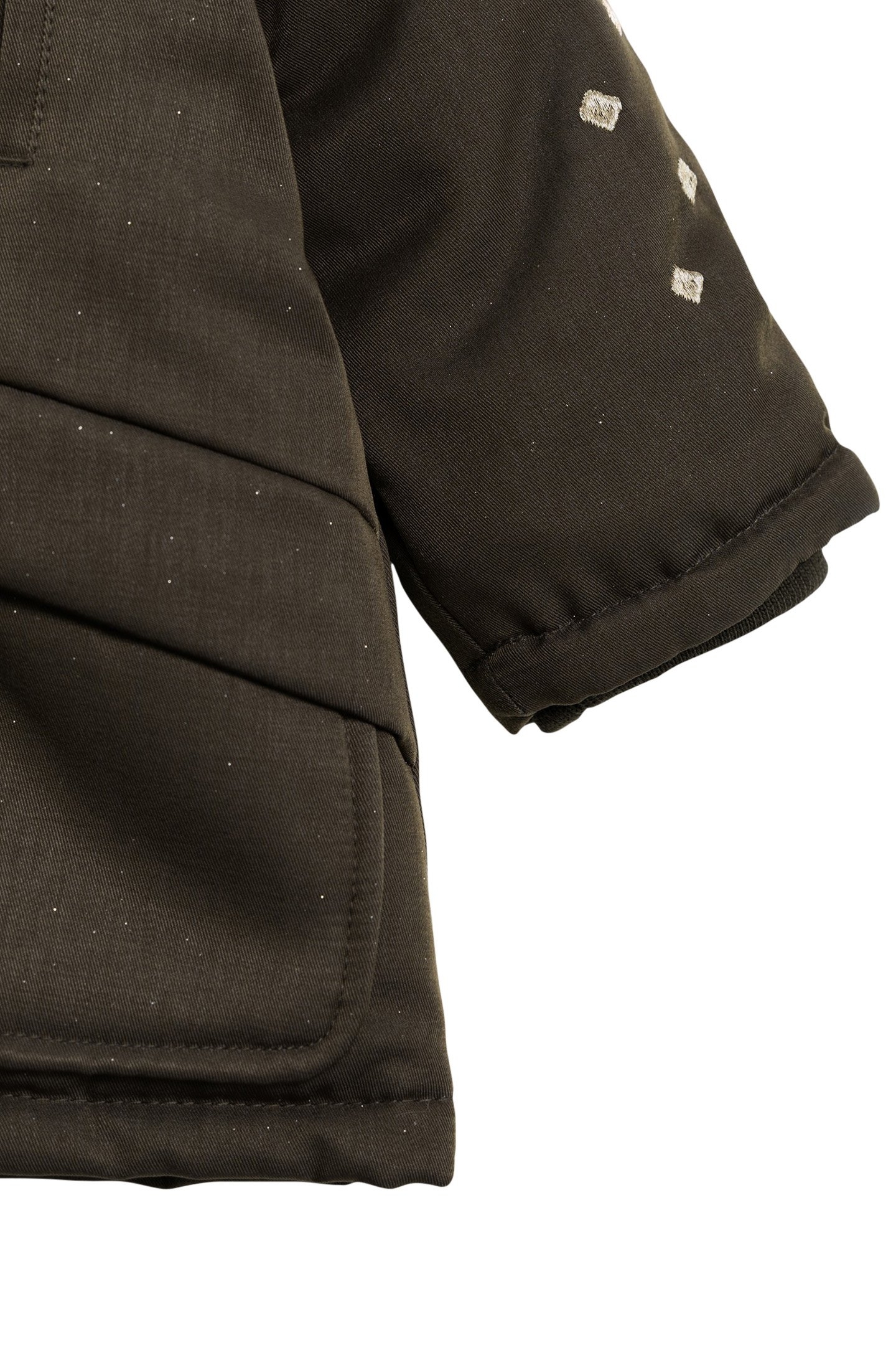 SEQUINED KHAKI PARKA WITH EMBROIDERED SLEEVES, BABY GIRL 4