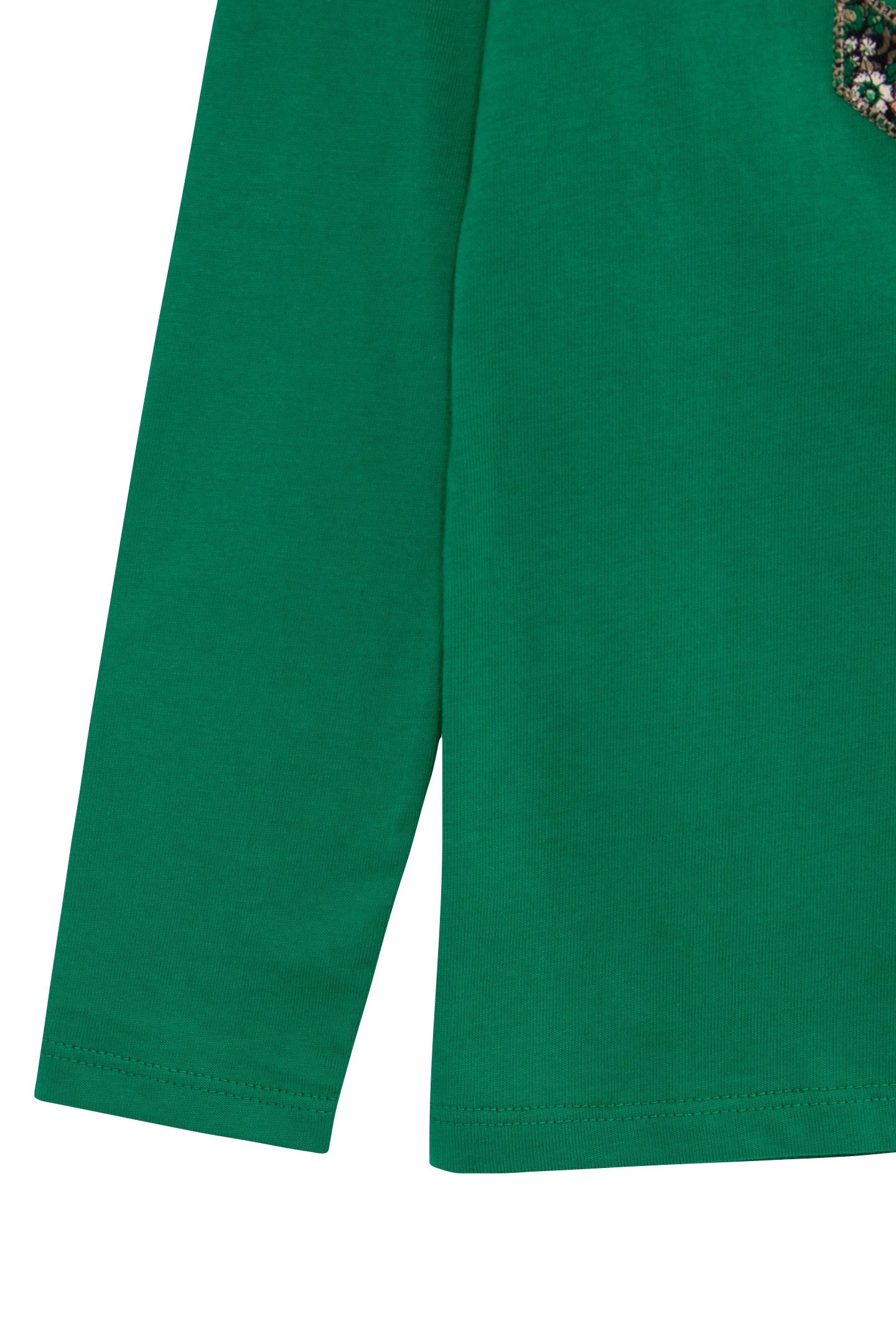 GIRL'S GREEN MULTI-MATERIAL HERRINGBONE T-SHIRT 3