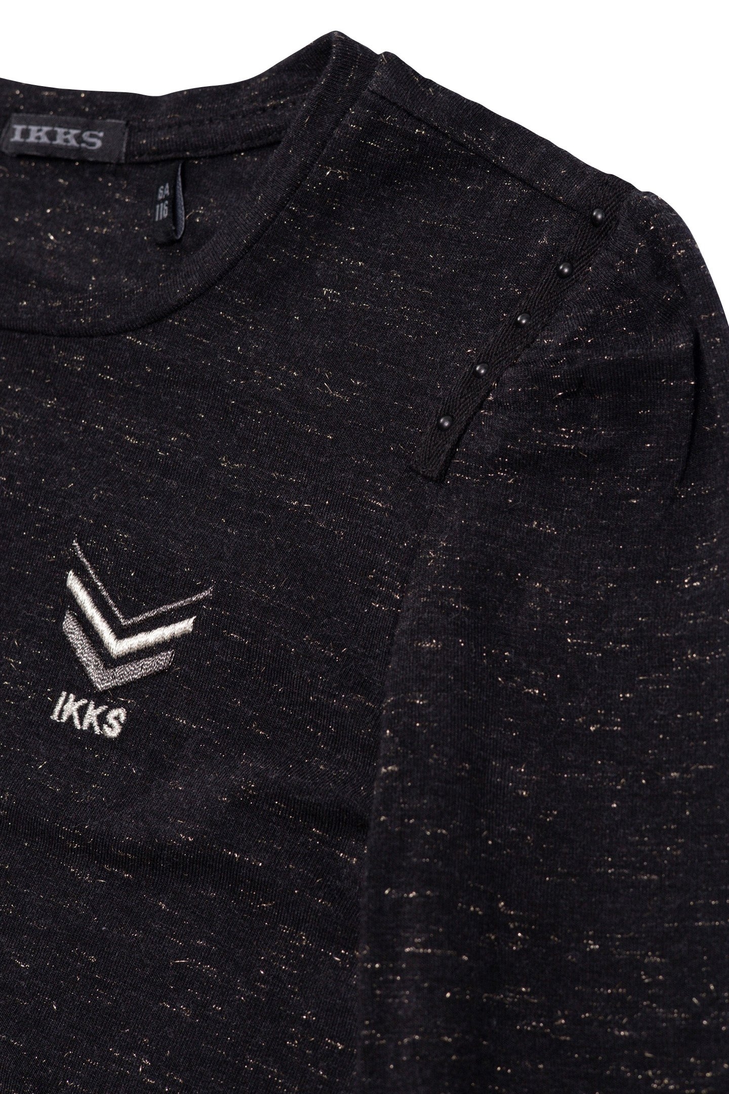 GIRL'S BLACK GLITTER CHEVRON EMBROIDERY T-SHIRT 3