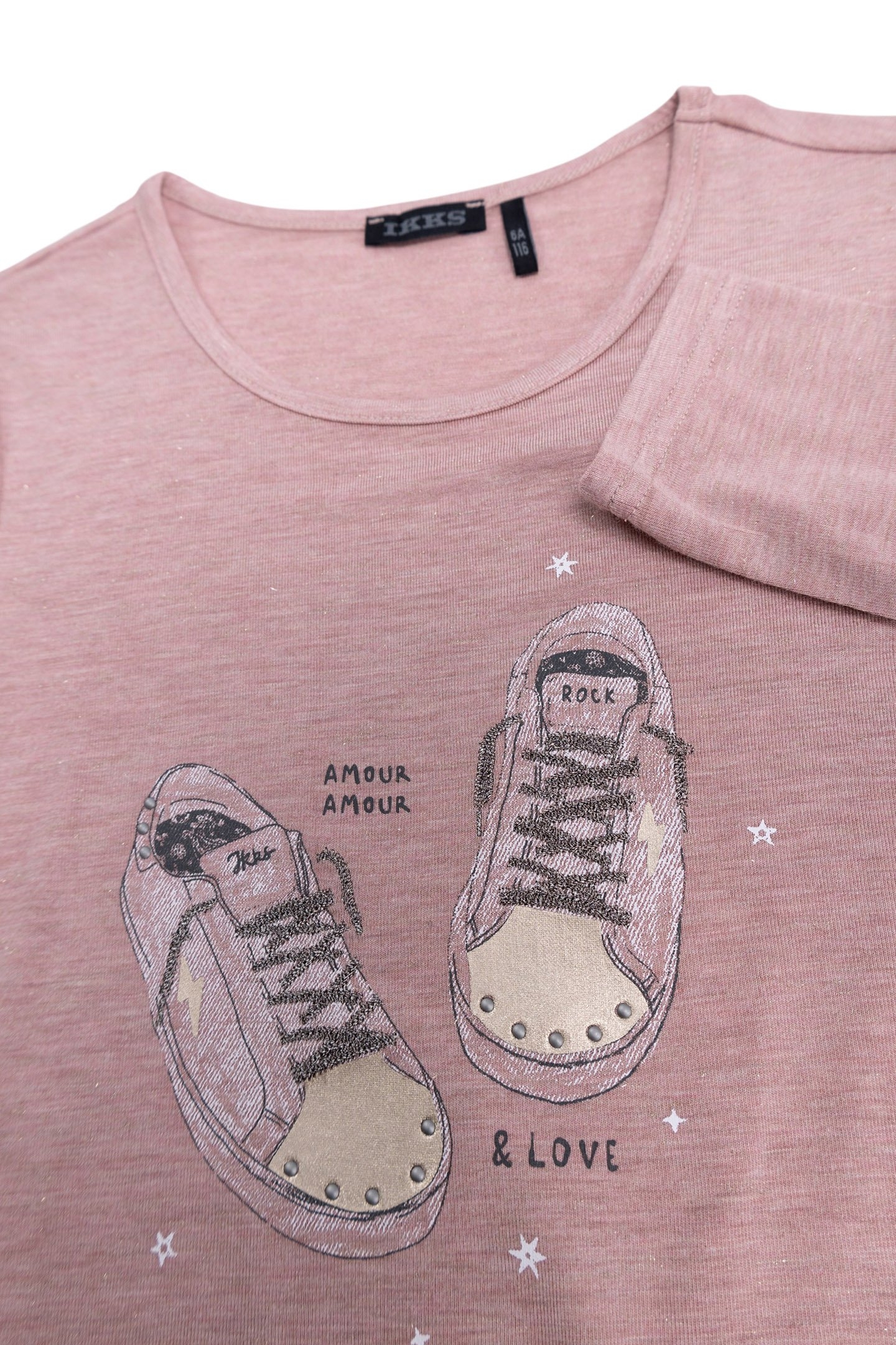 PINK GLITTER T-SHIRT TENNIS LACES EMBROIDERED GIRL 3