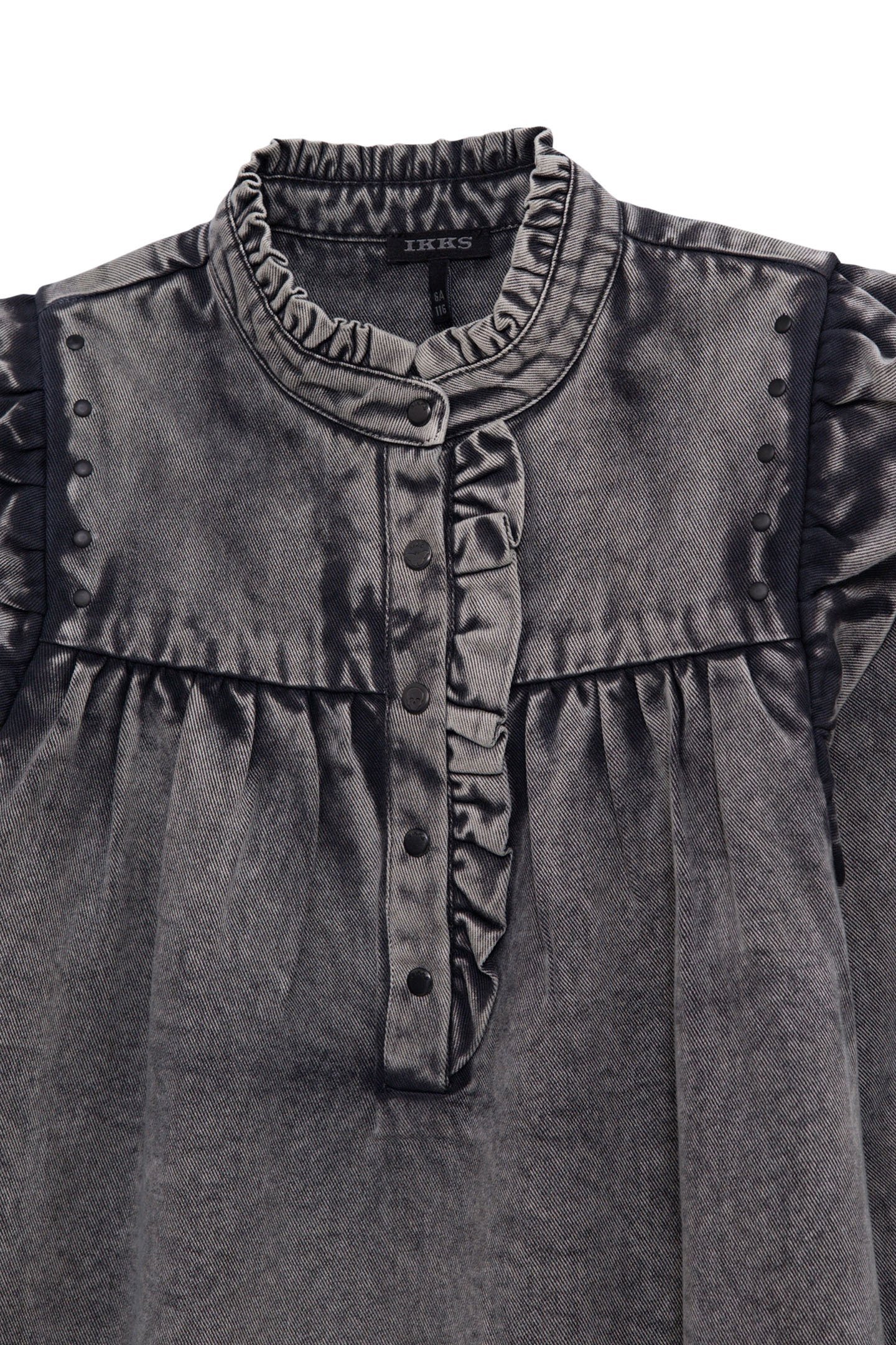 FADED BLACK GIRL'S DRESS WITH RUFFLES AND STUDS 3