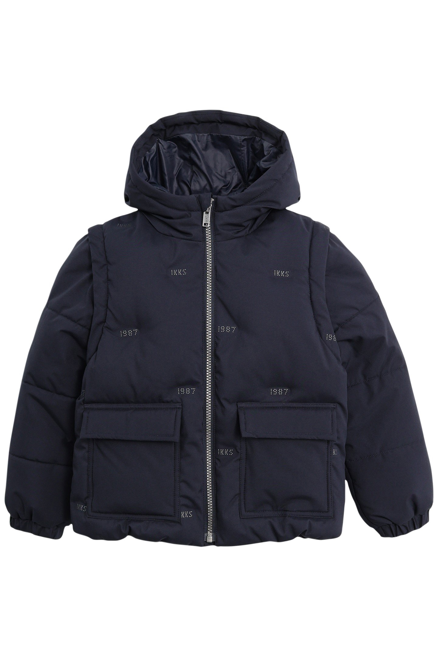 BOYS' NAVY DOWN JACKET WITH REMOVABLE SLEEVES 1