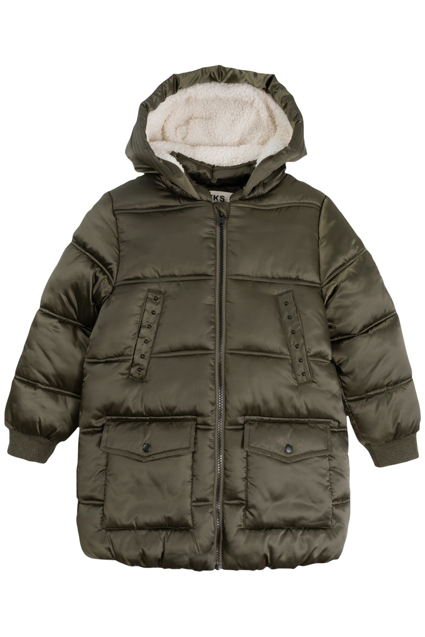 GIRL'S KHAKI NYLON QUILTED PADDED JACKET 1