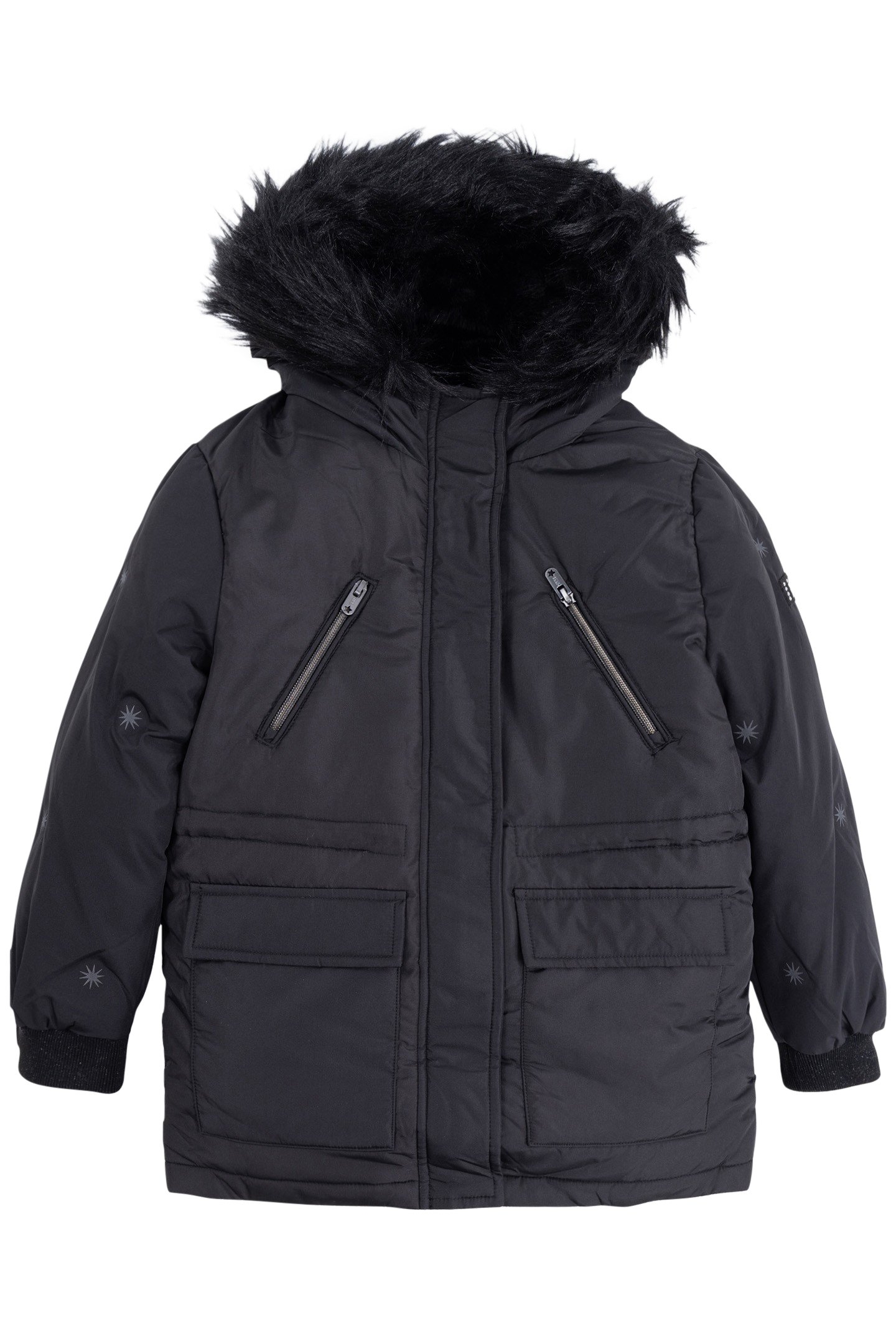 GIRL'S 2-IN-1 BLACK PARKA WITH SLEEVELESS GOLD DOWN JACKET 1