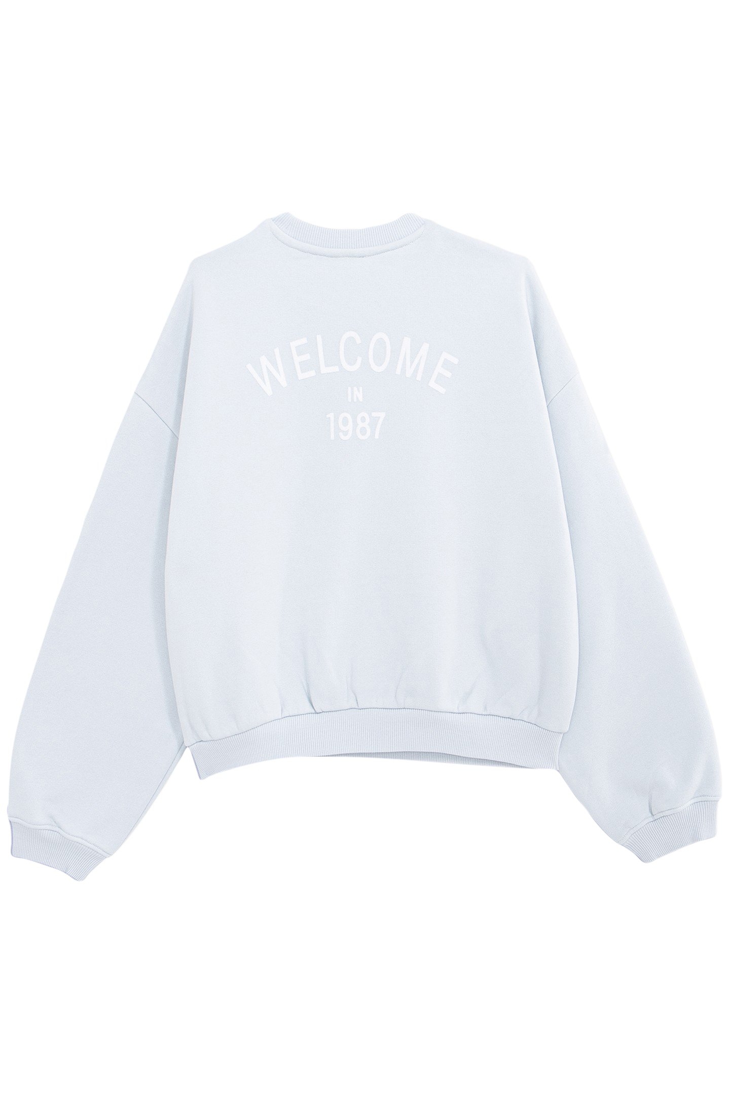 BLUE SWEATSHIRT WITH FLOCKED MESSAGE ON GIRL'S BACK 2