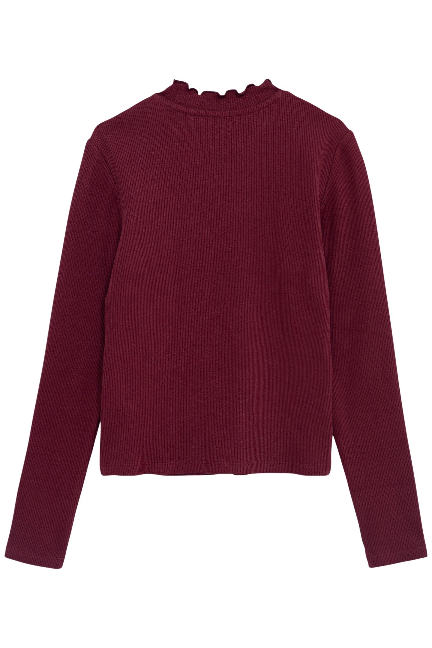 GIRLS' BURGUNDY RIB-KNIT T-SHIRT 2