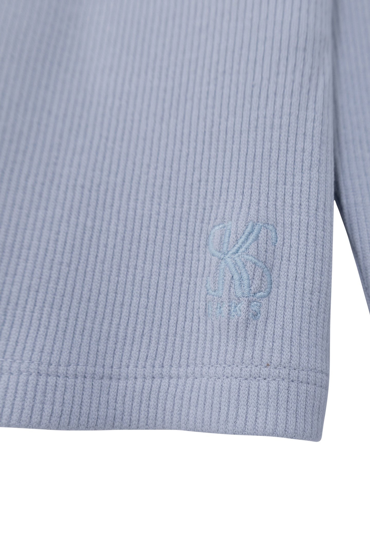GIRLS' SKY-BLUE RIB-KNIT T-SHIRT 4