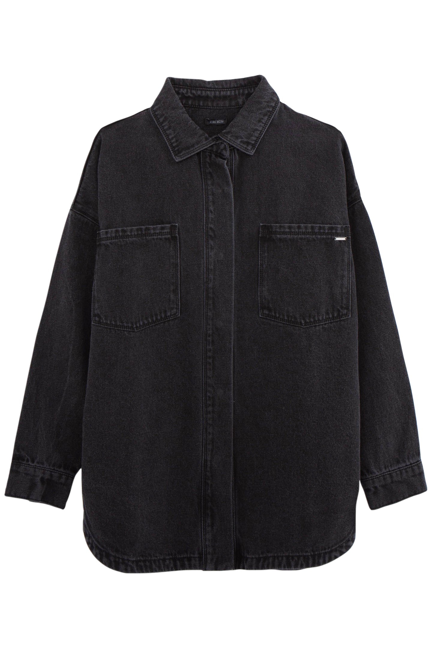 GREY DENIM SHIRT WATERLESS PATCH POCKETS GIRL 1