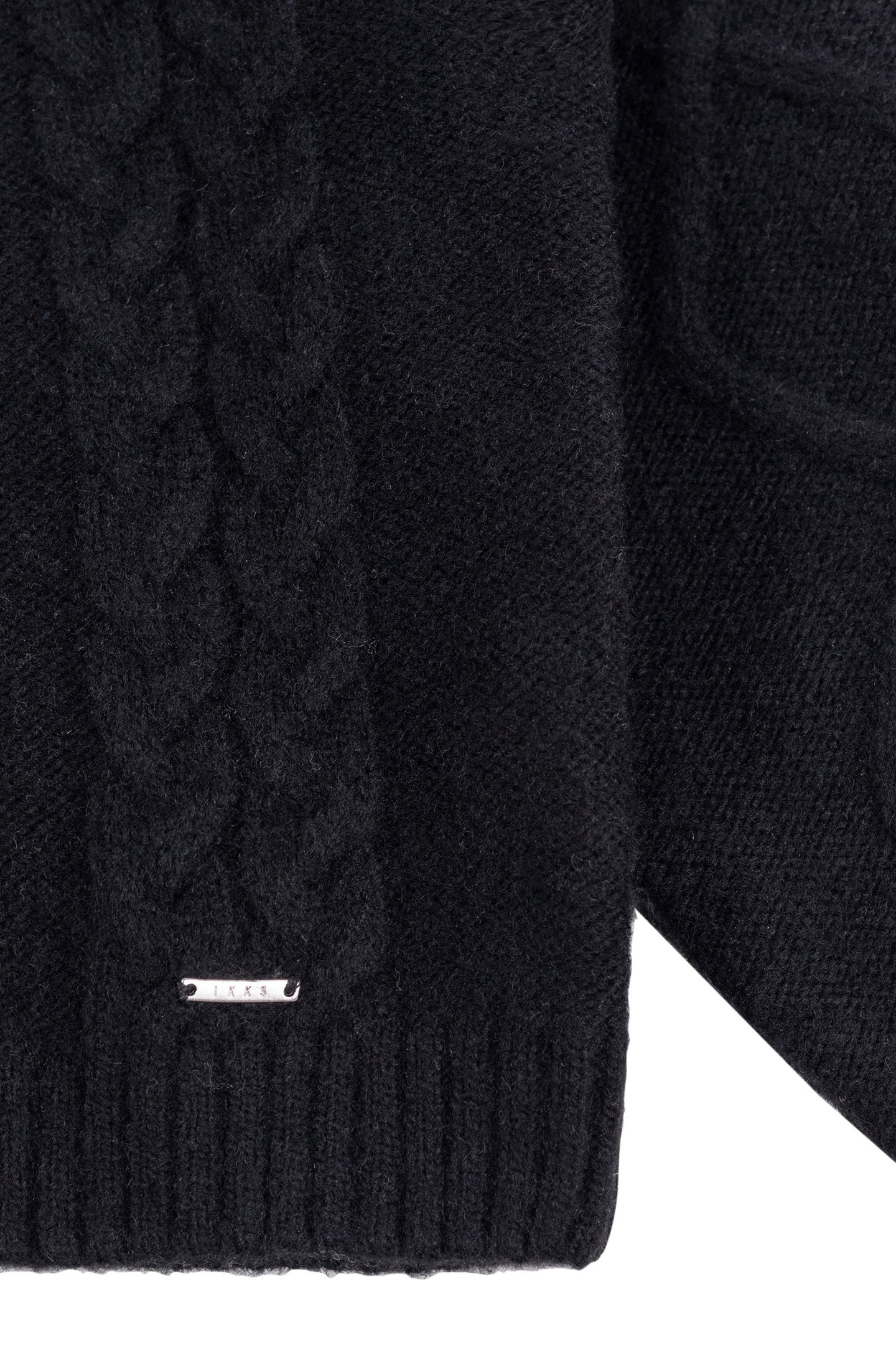 GIRL'S BLACK CABLE-KNIT HOODED SWEATER 4