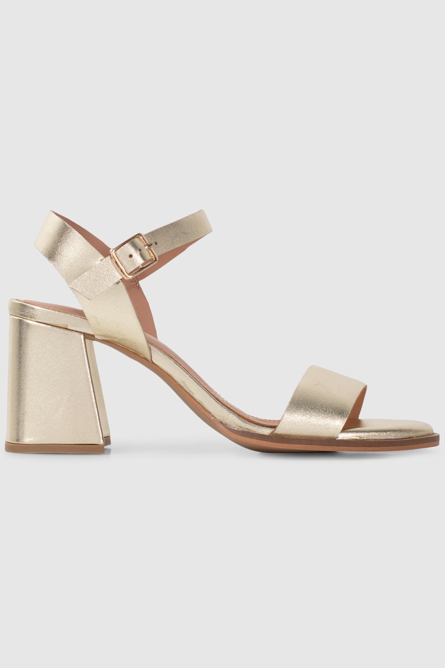 GOLD LEATHER HEELED SANDALS 1