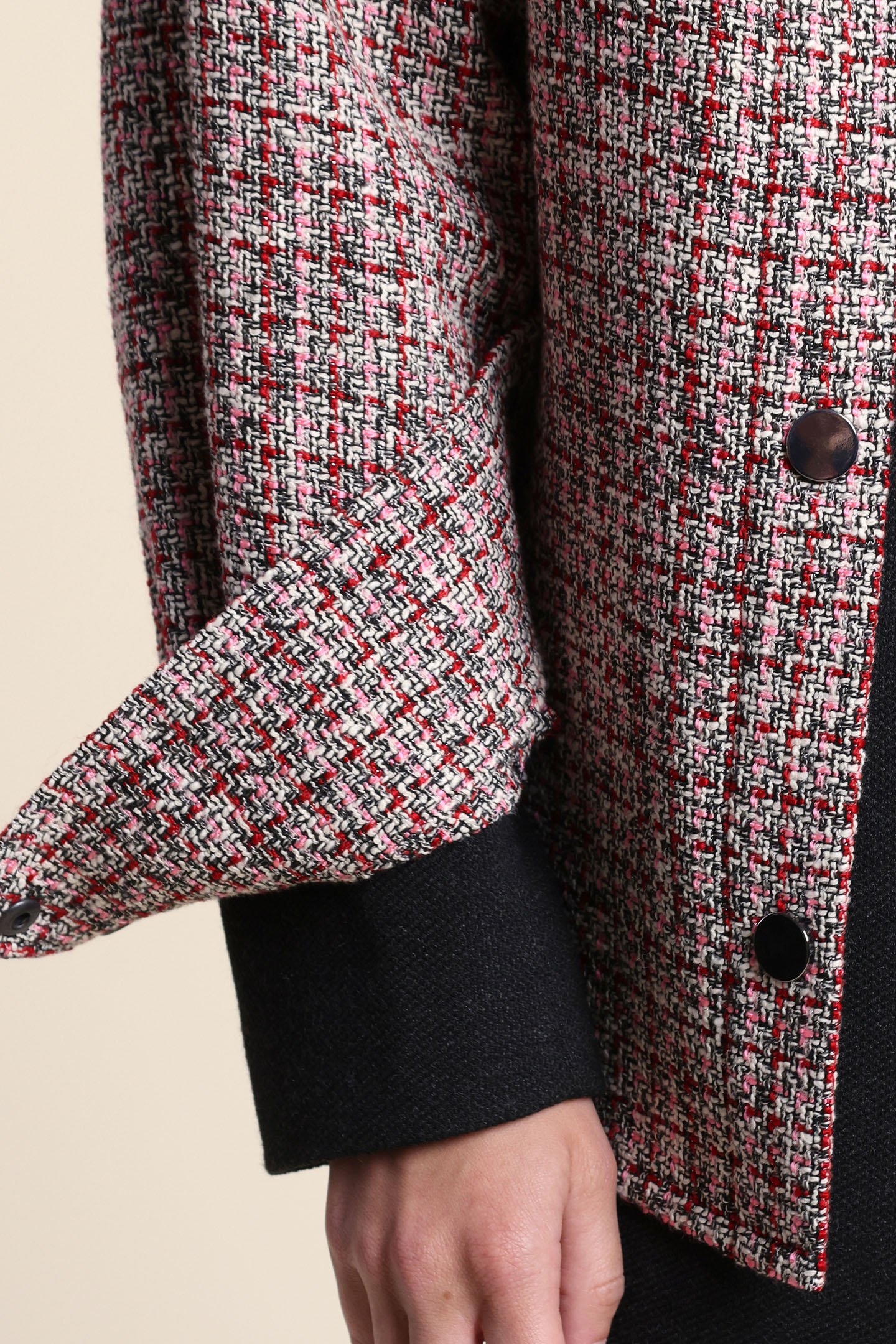 RED DECORATIVE TWEED-STYLE OVERSHIRT 6