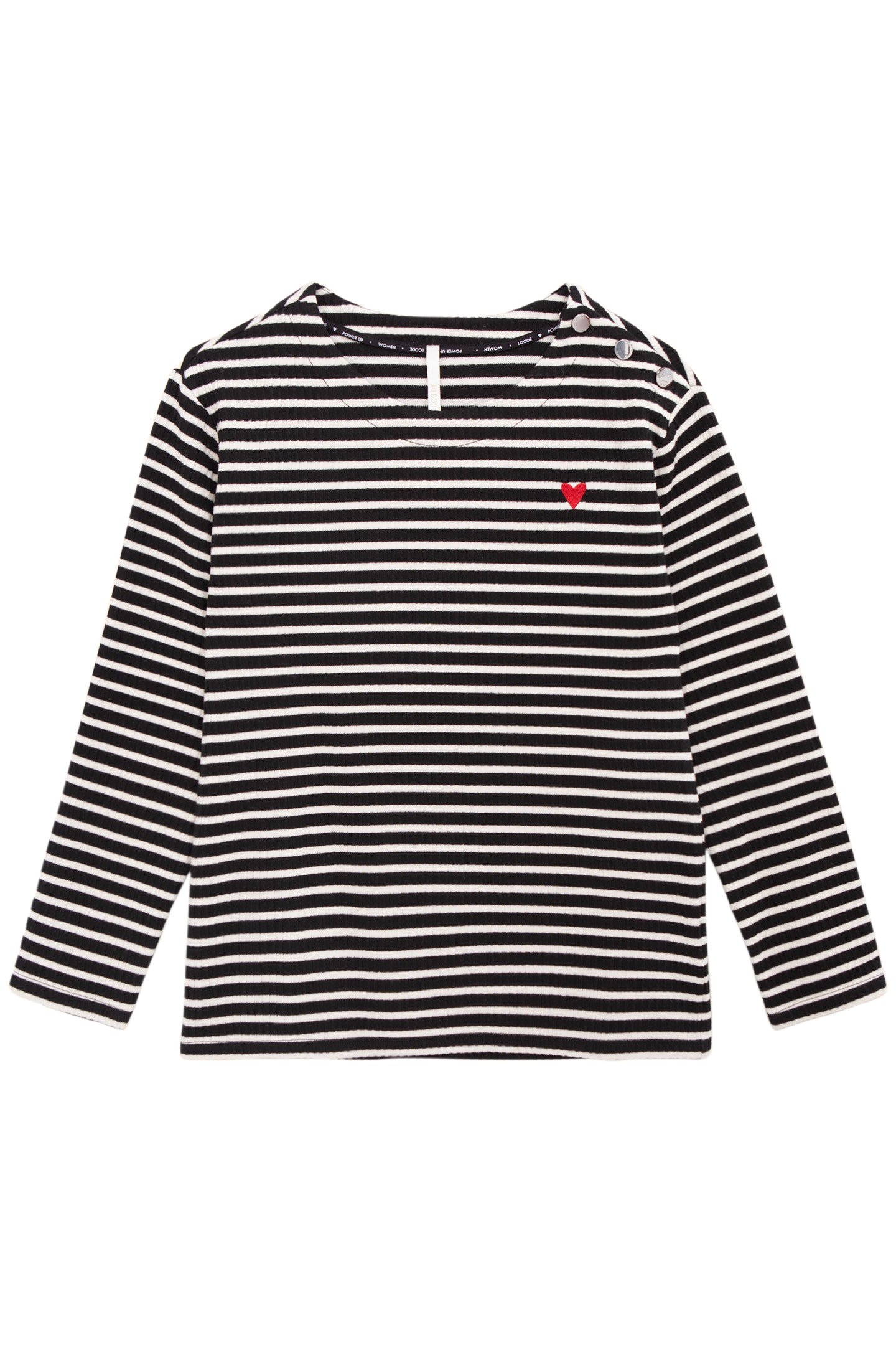 BLACK SAILOR STRIPE TOP WITH HEART EMBROIDERY 3
